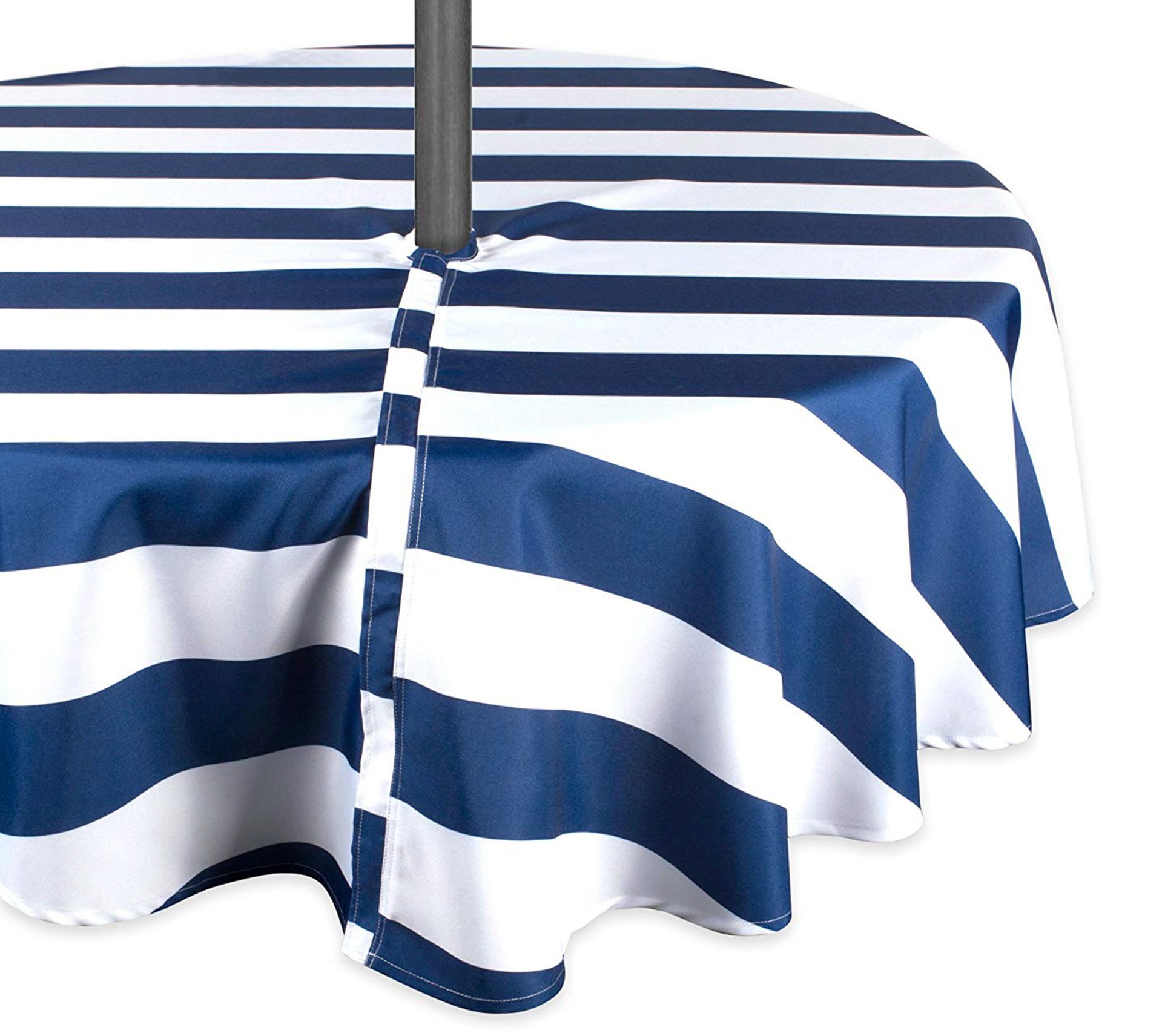 Design Imports Cabana Stripe Tablecloth w/ Zipper 60" Round