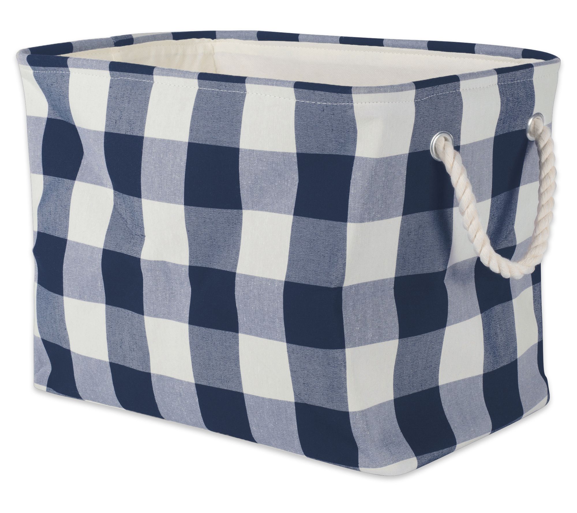 Honey Can Do Set of 3 Collapsible Large Fabric Storage Bins with Handles, Gray Plaid