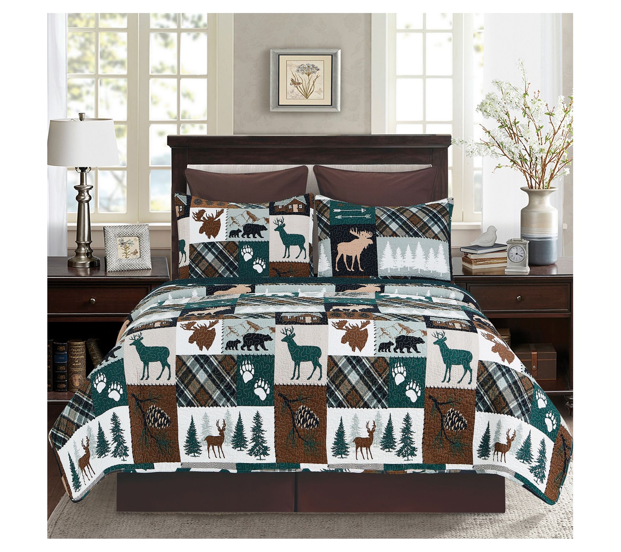Fletcher Forest 3-Piece Cotton Full/Queen QuiltSet by Valerie