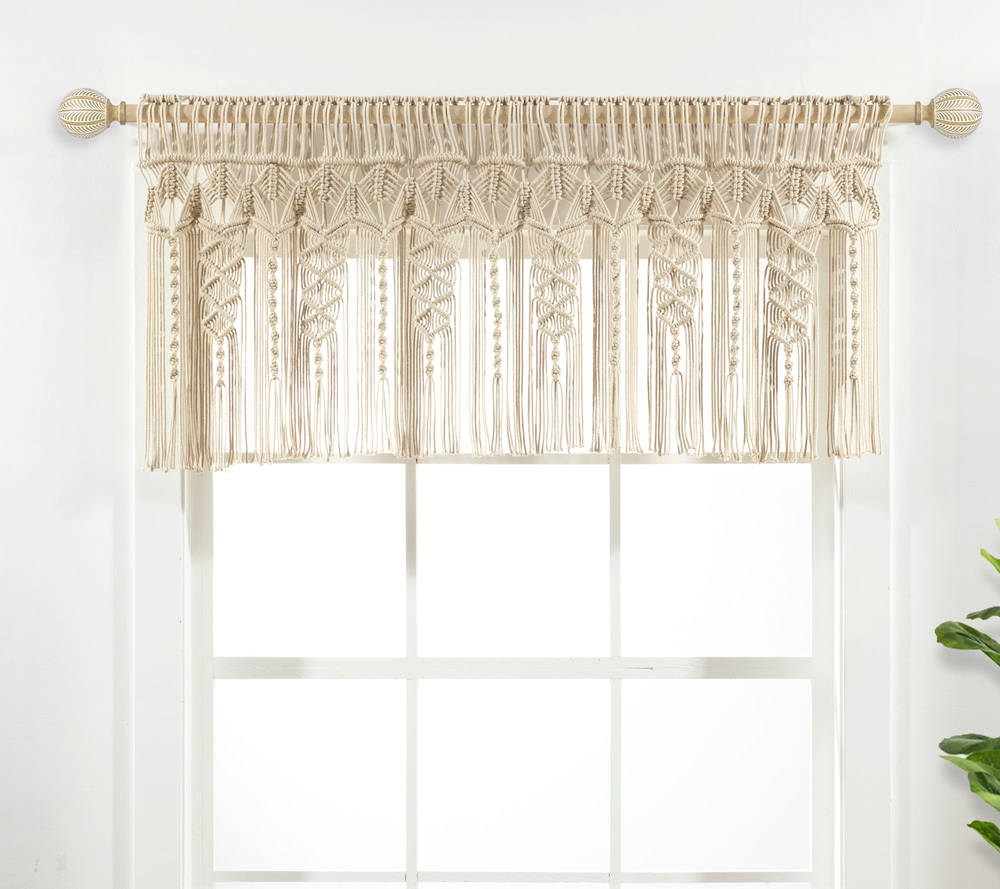Boho Macrame Textured Cotton Valance by Lush Decor