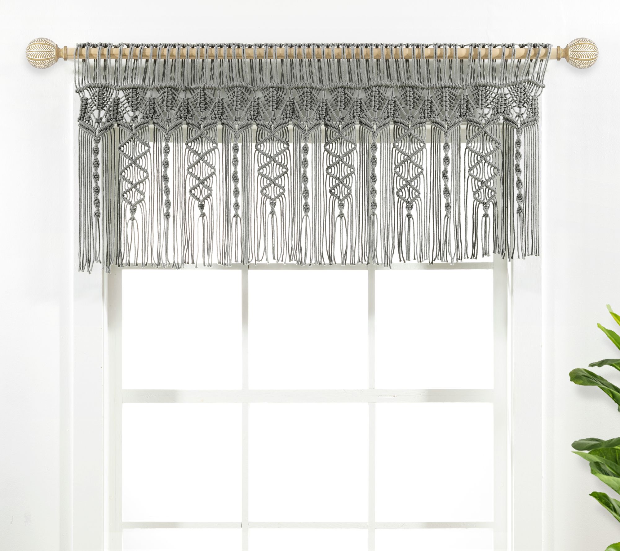 Boho Macrame Textured Cotton Valance by Lush Decor