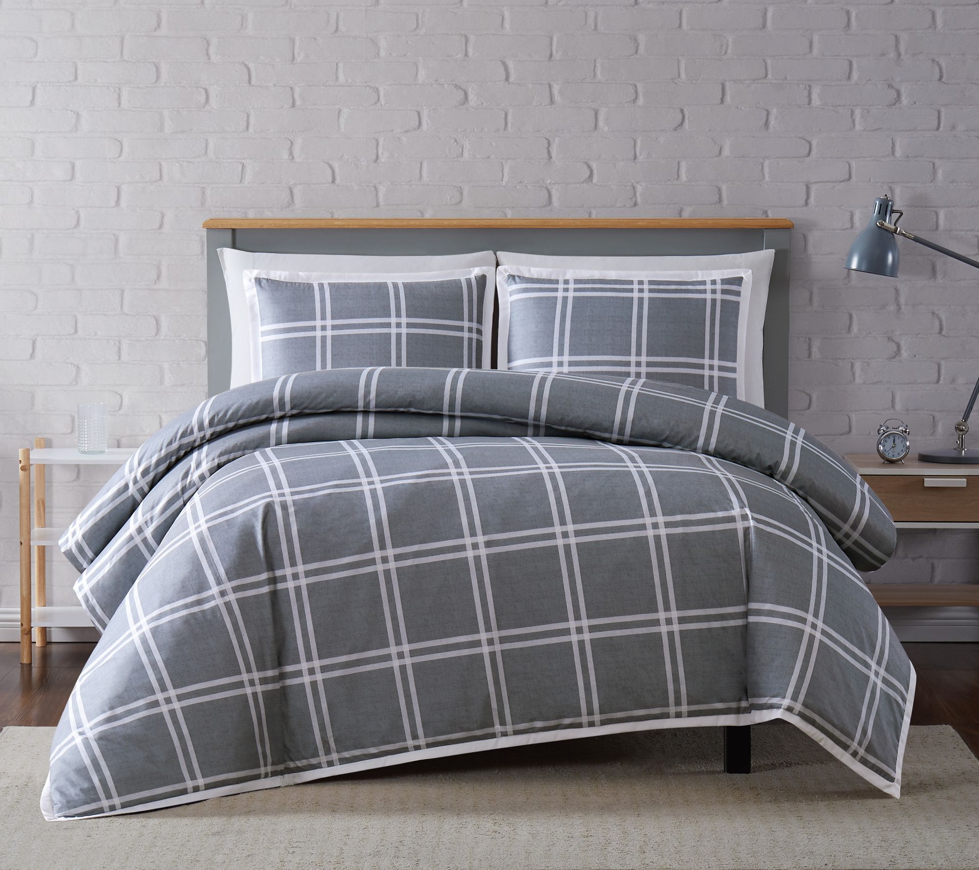 Truly Soft Leon Plaid Twin Xl 2 Piece Duvet Cover Set Qvc Com