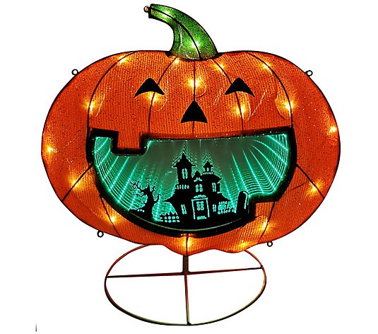 30" Lighted Halloween Pumpkin with Infinity Mirror
