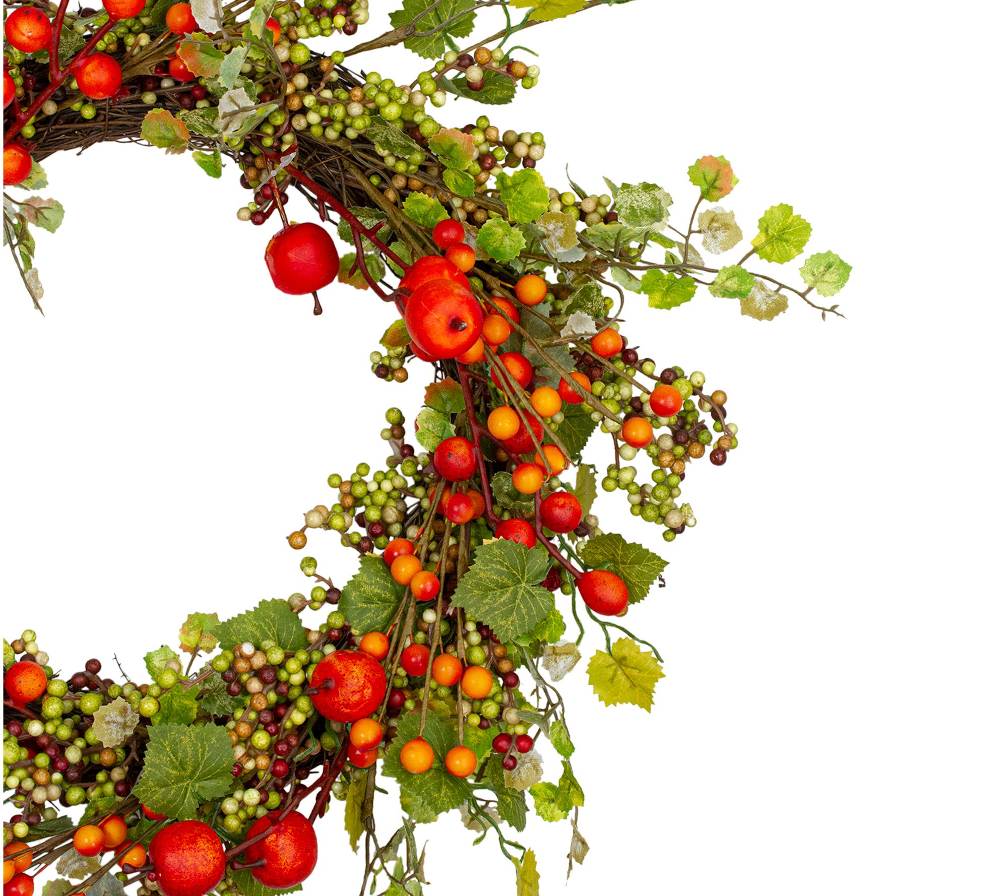 Northlight Apples and Berries Fall Harvest Wreath - 22" - QVC.com