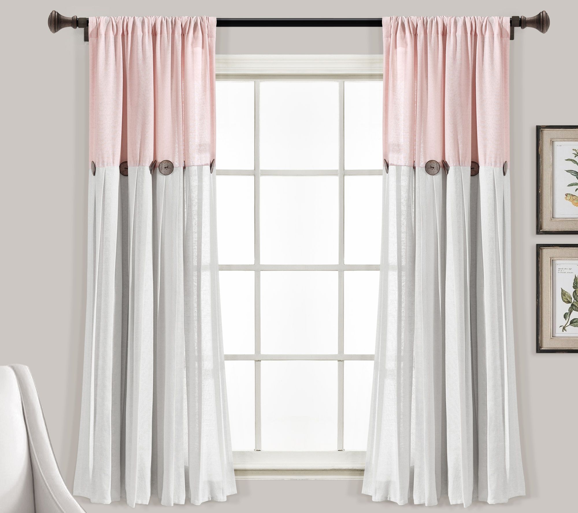 Linen Button 40"x63" Single Window Panel by Lush Decor