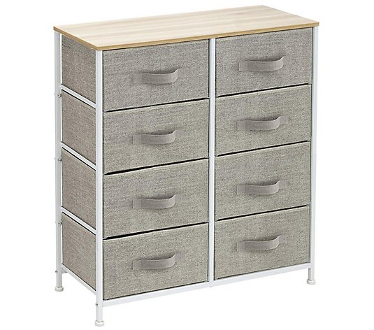 Sorbus 8 Drawer Dresser - Steel Frame, Wood Top, Fabric Bins