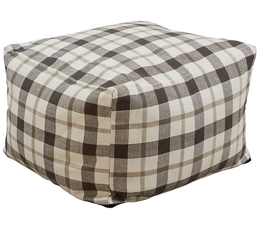 Floor Pouf with Plaid Design by Valerie