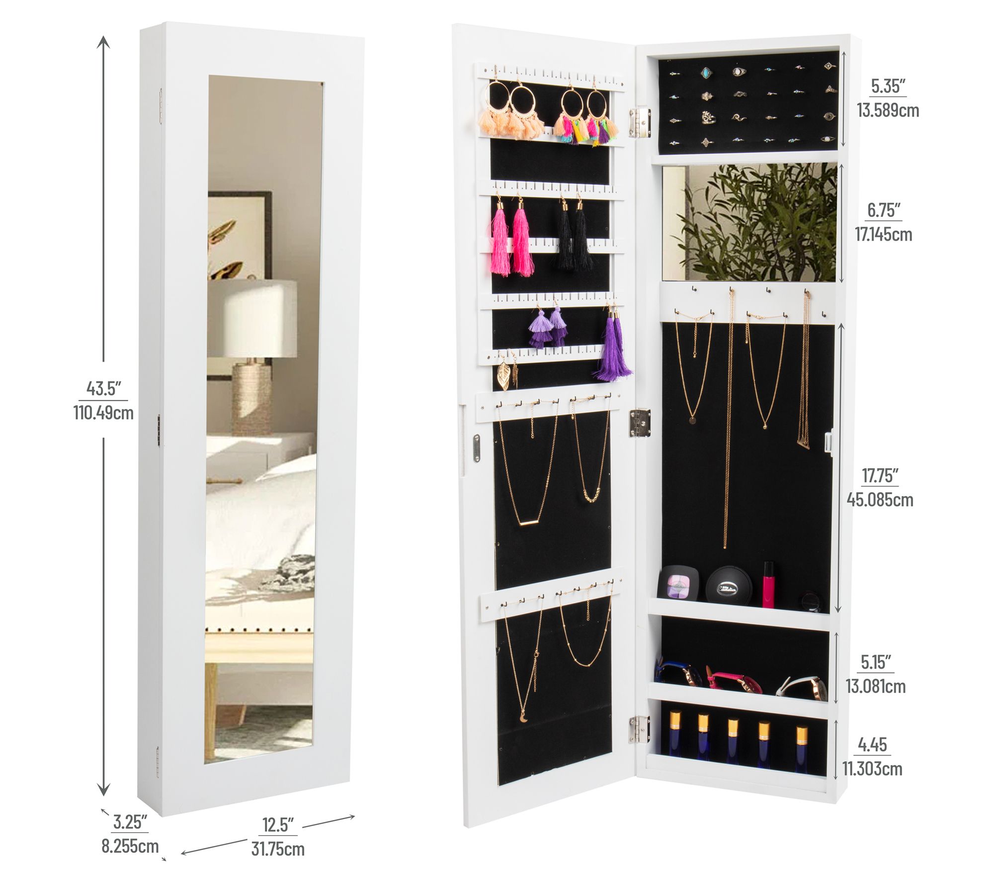 Mind Reader White Wall Jewelry Cabinet with Mirror - QVC.com