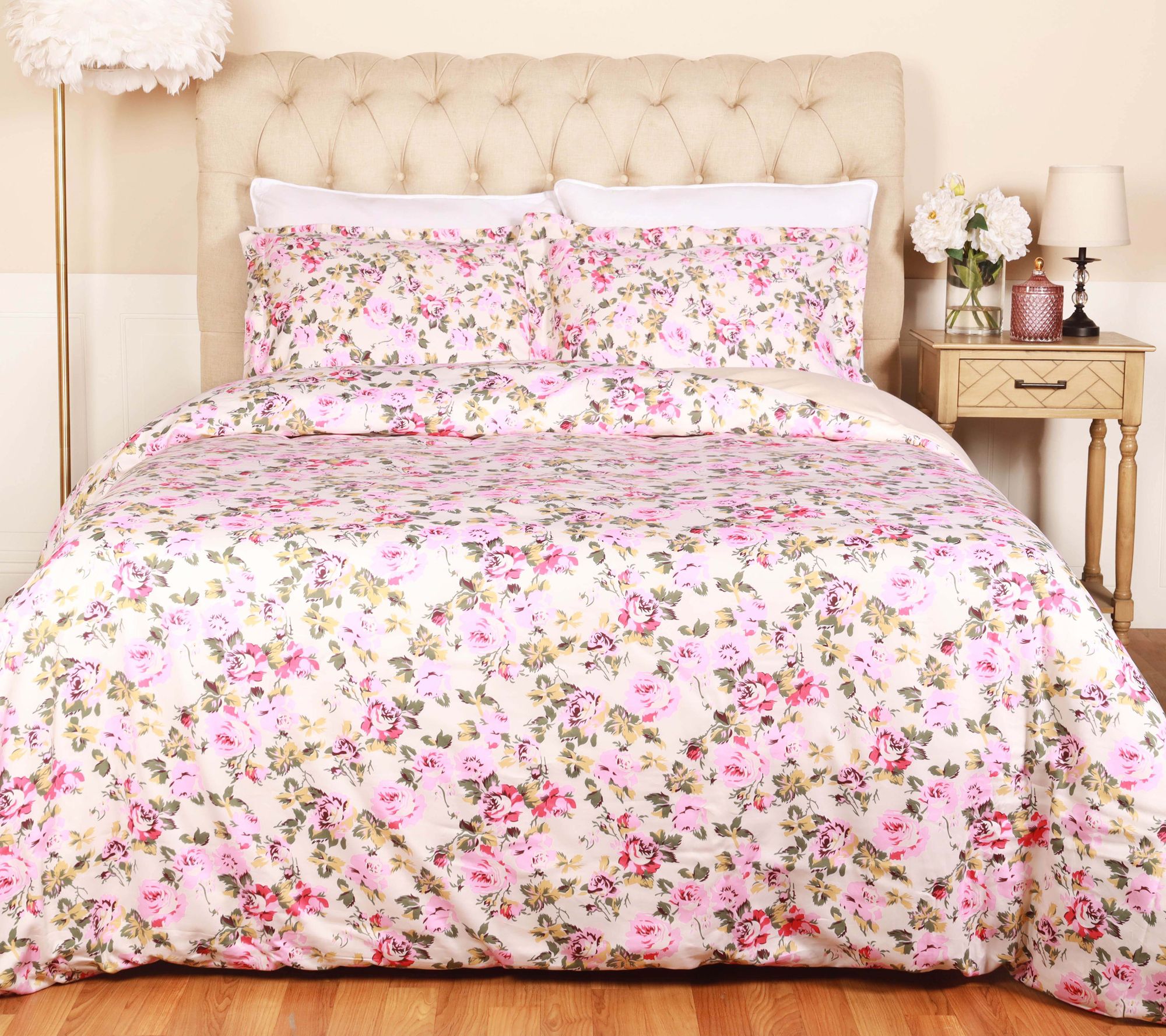 Superior Cotton Floral Wildflower Duvet Cover Set, Full/Queen