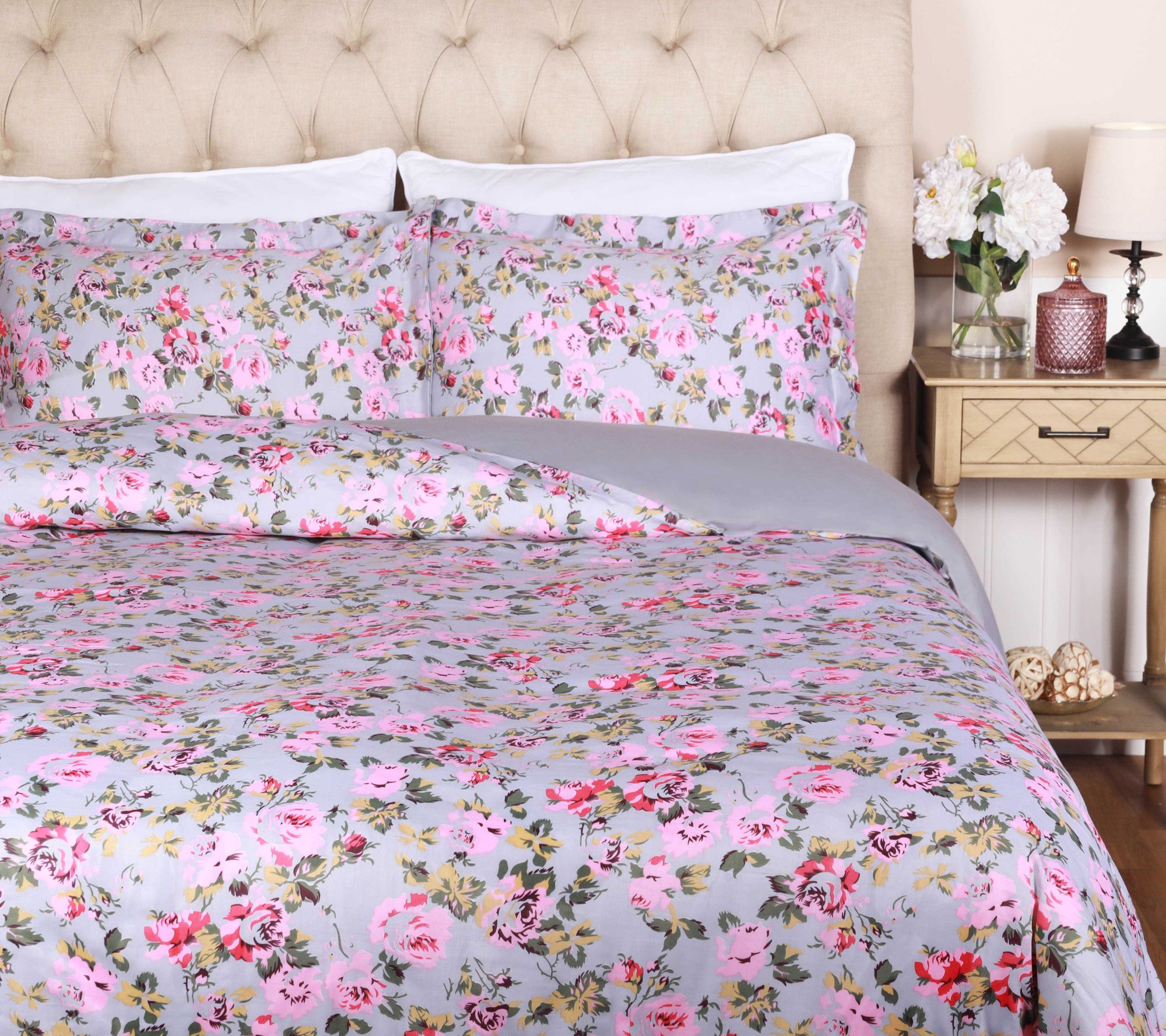 Superior Cotton Floral Wildflower Duvet Cover Set, Full/Queen