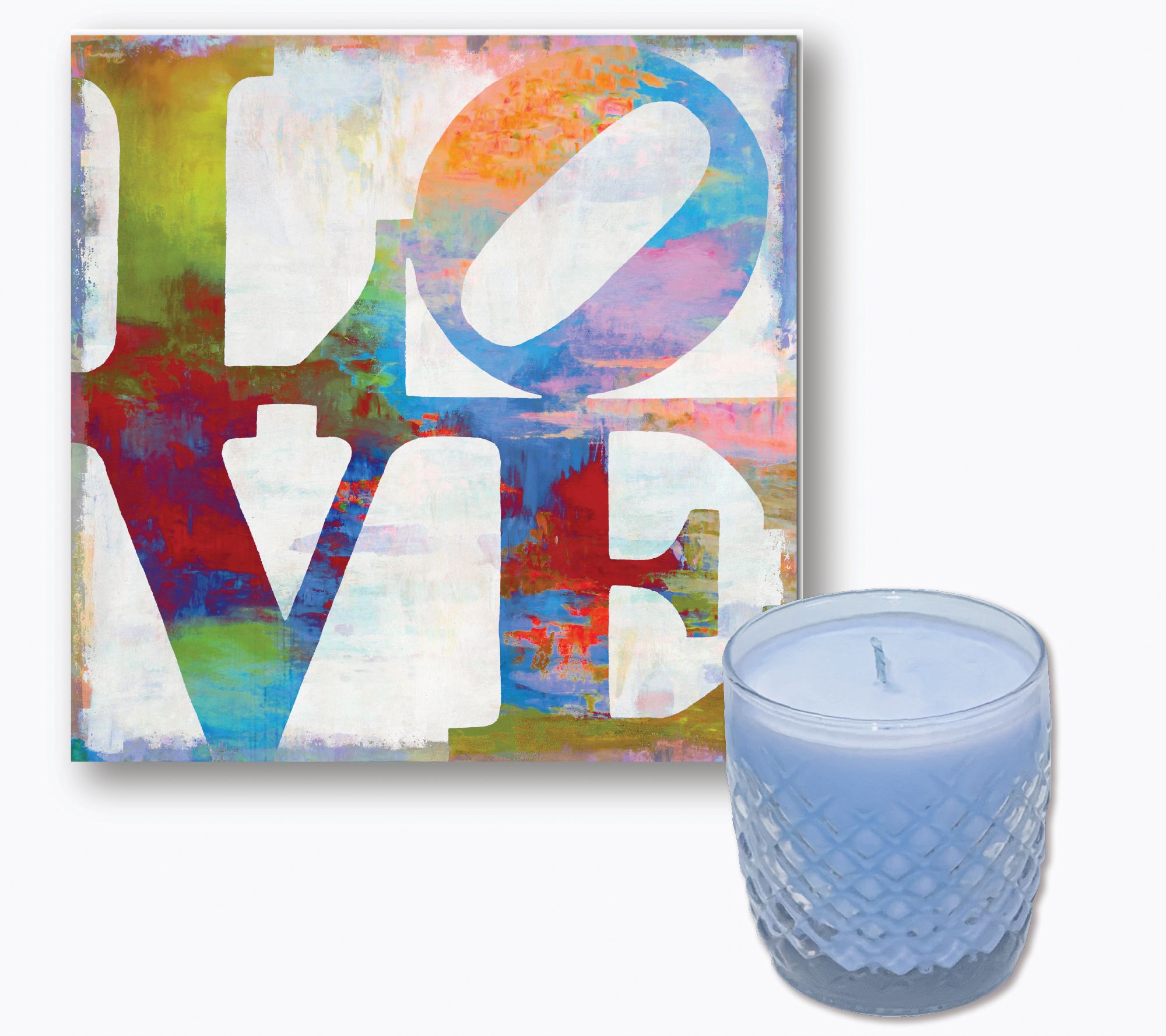 Courtside Staked Love 8x8 Art Board & 9 oz Candle Set