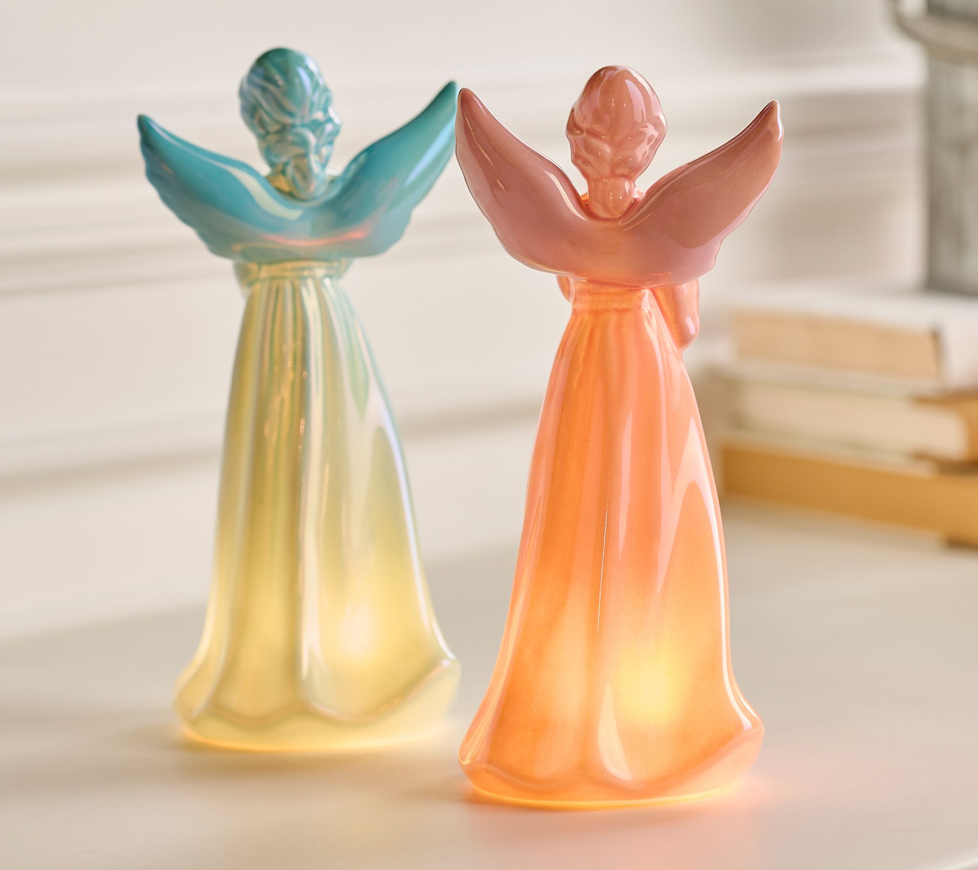 ANGELS - Four Little Miniature Ceramic Angel Figurines / Set of 12 Pcs.