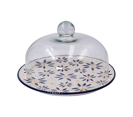 Temp-tations Old World 12" Ceramic Platter with Dome Glass Lid