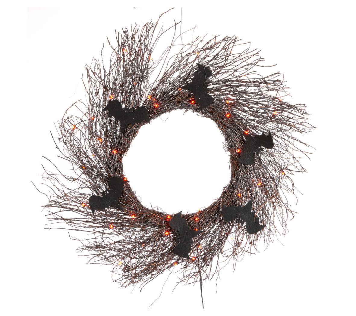 Black Wreath with Bats and Orange Lights by Everlasting Glow