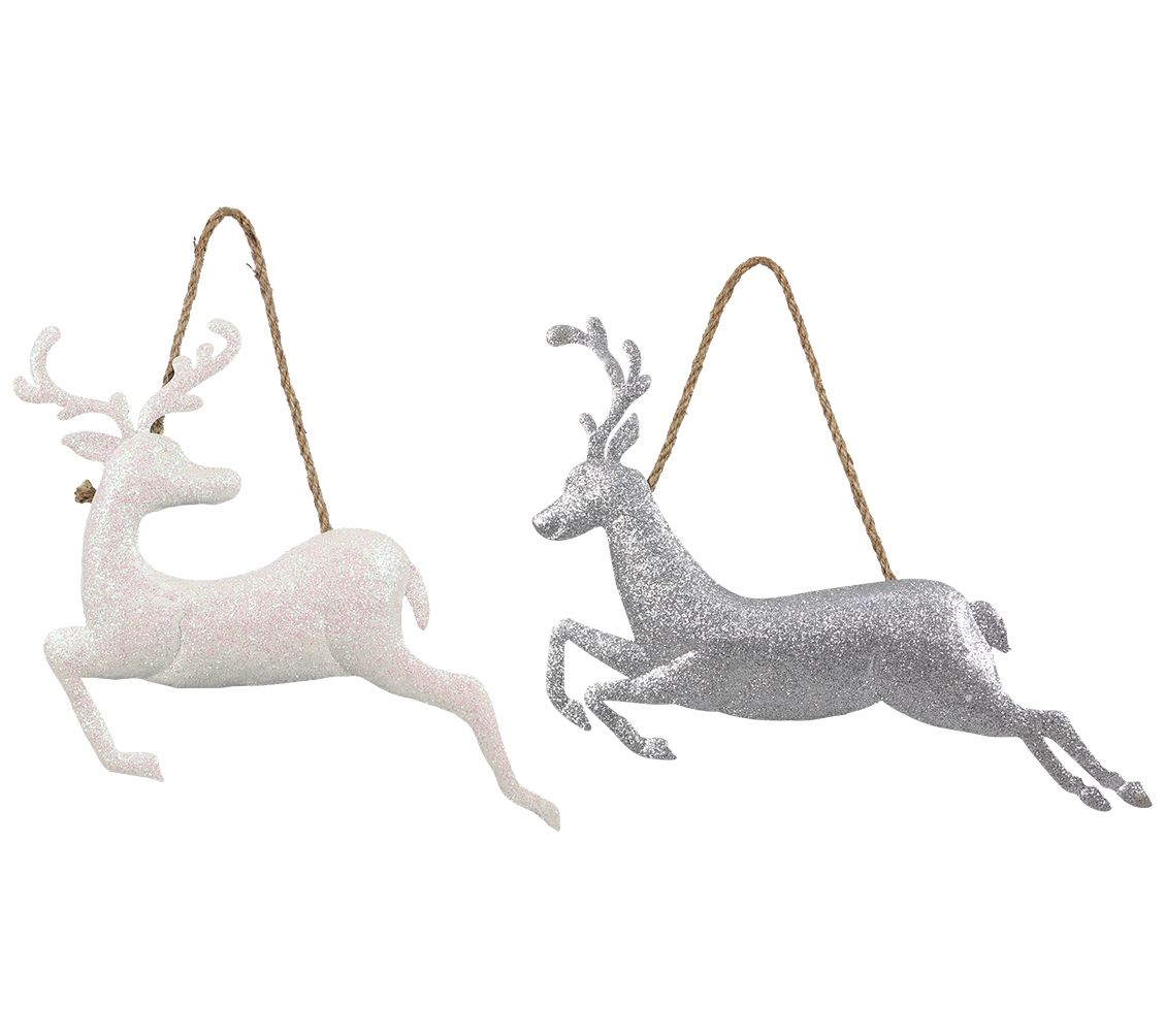 Young's Set of 2 Frosty Winter Reindeer Metal Wall Art