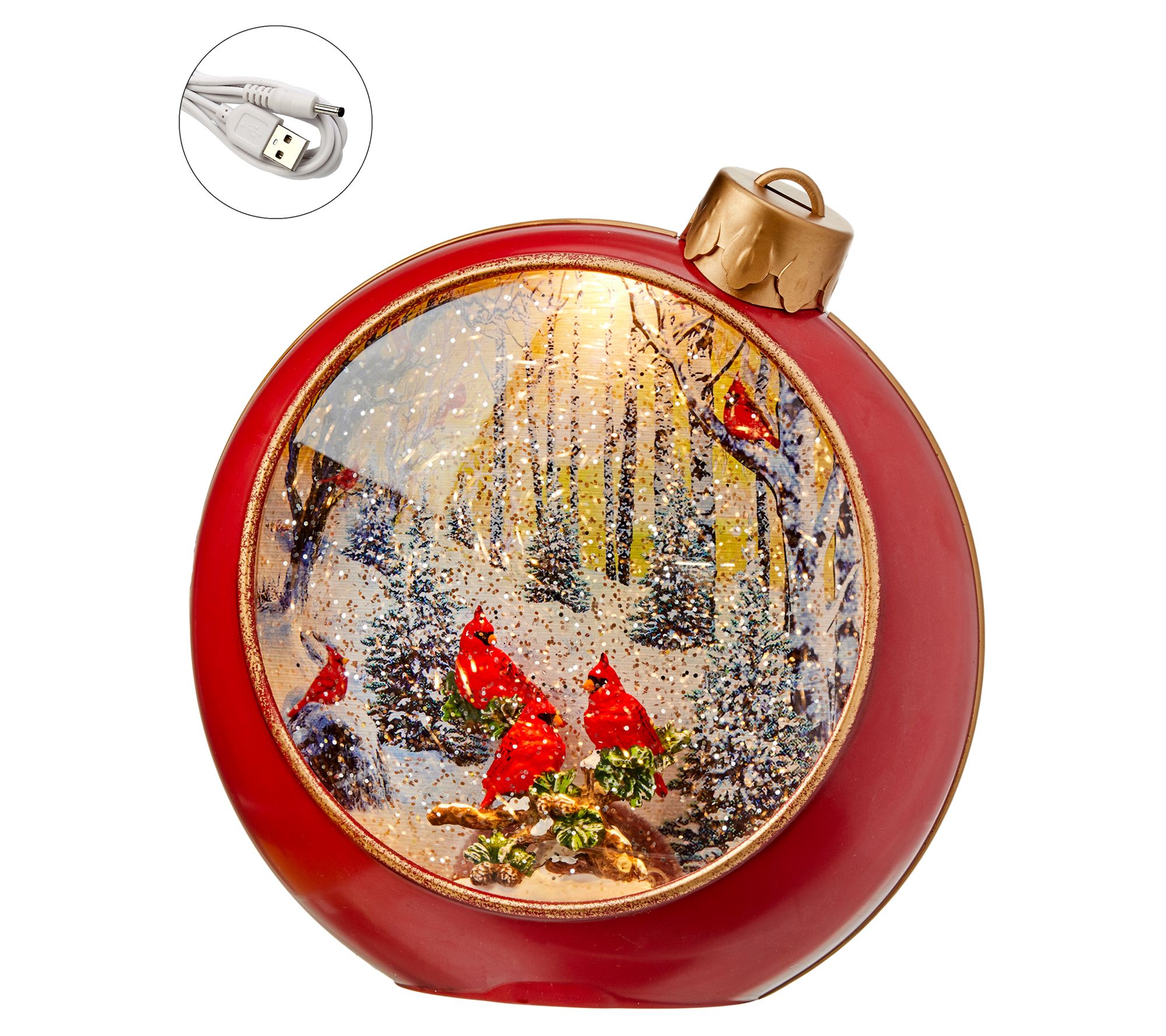 Valerie Parr Hi ll 8.5" LED Car dinal Ornament Water Globe
