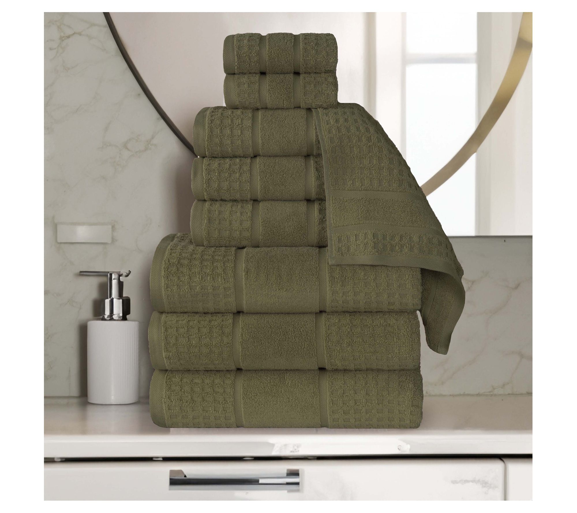 Superior Soft Zero Twist Cotton Waffle Honeycomb 9PC Towel Set