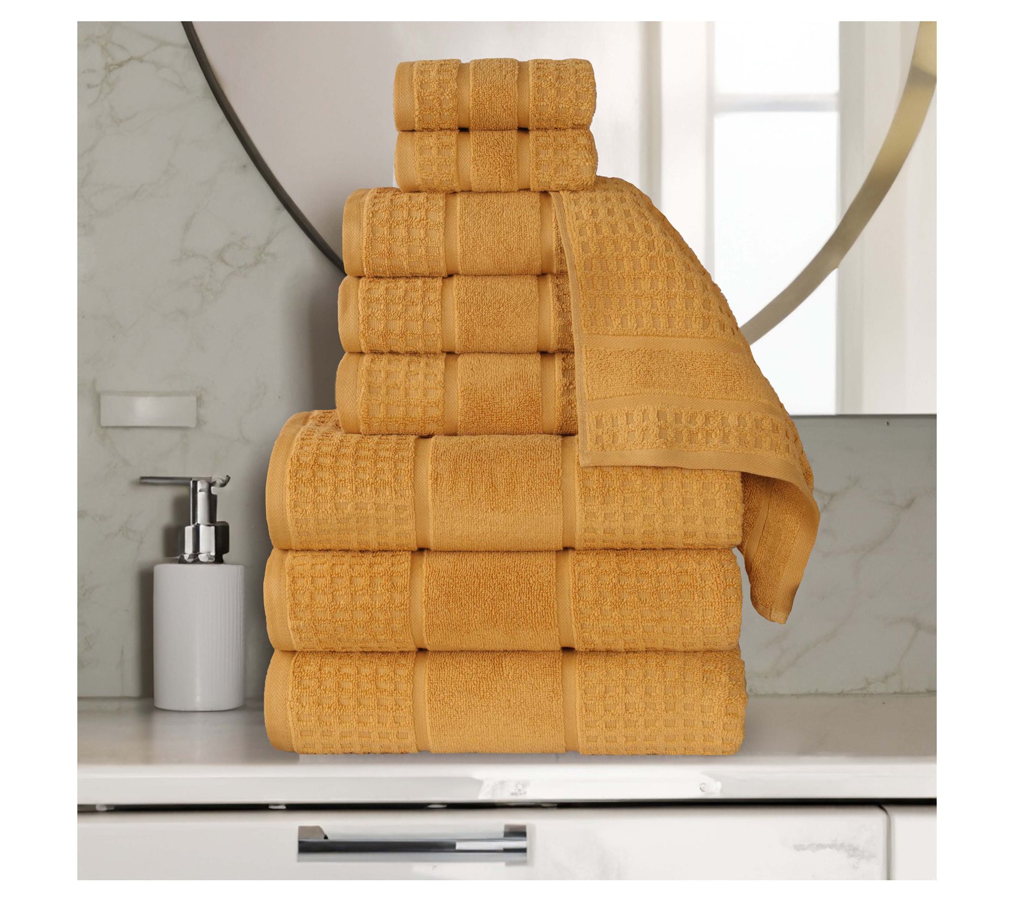 Superior Soft Zero Twist Cotton Waffle Honeycomb 9PC Towel Set