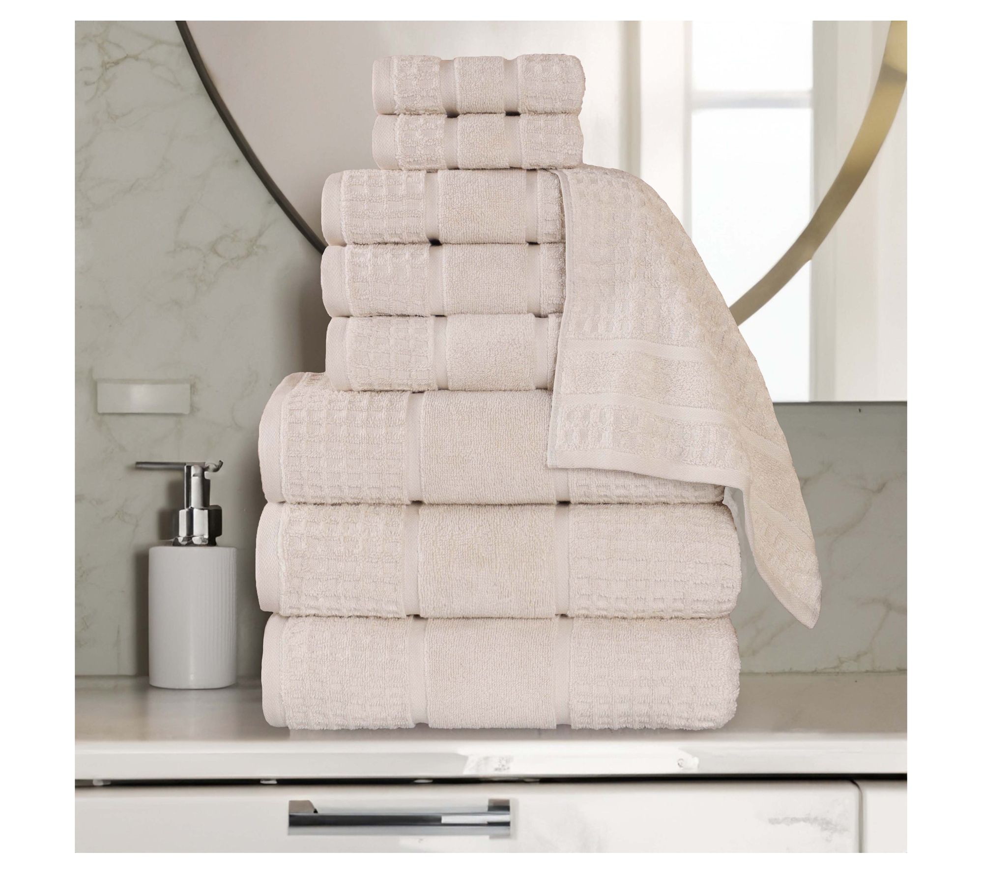 Superior Soft Zero Twist Cotton Waffle Honeycomb 9PC Towel Set
