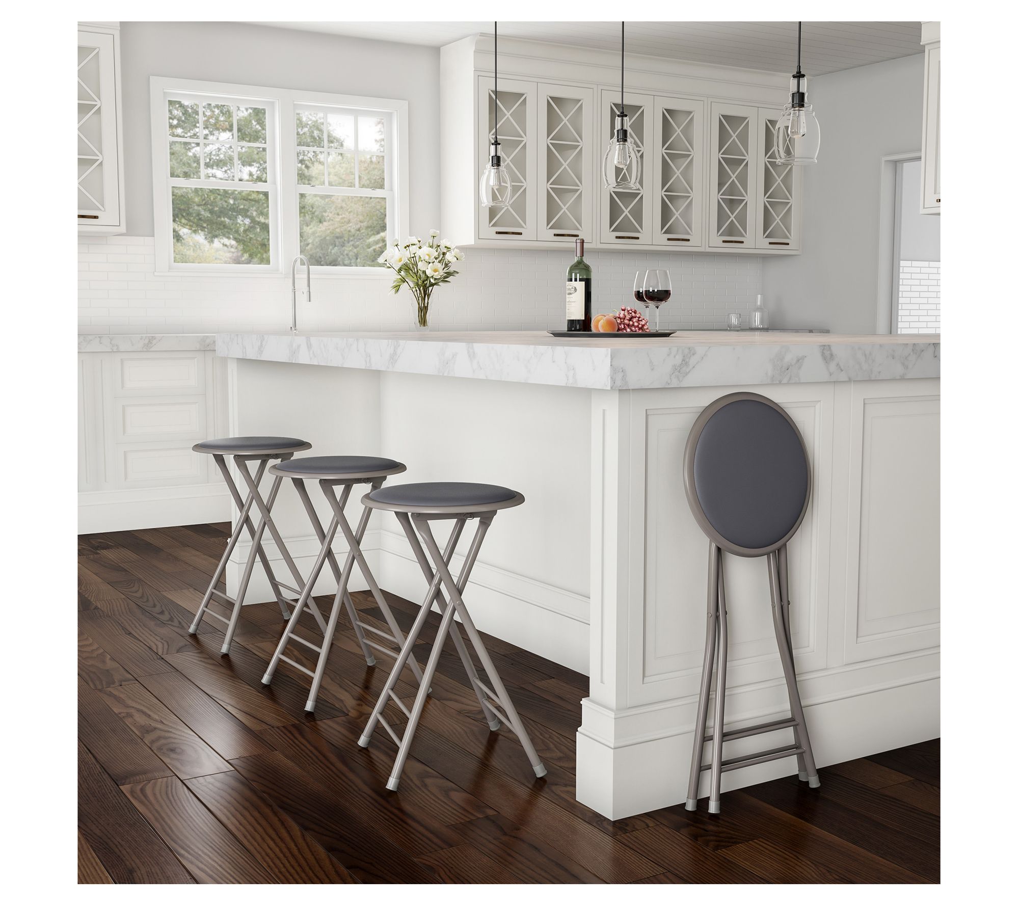 Trademark Home Set of 4 Counter Height 24" Backless Stools