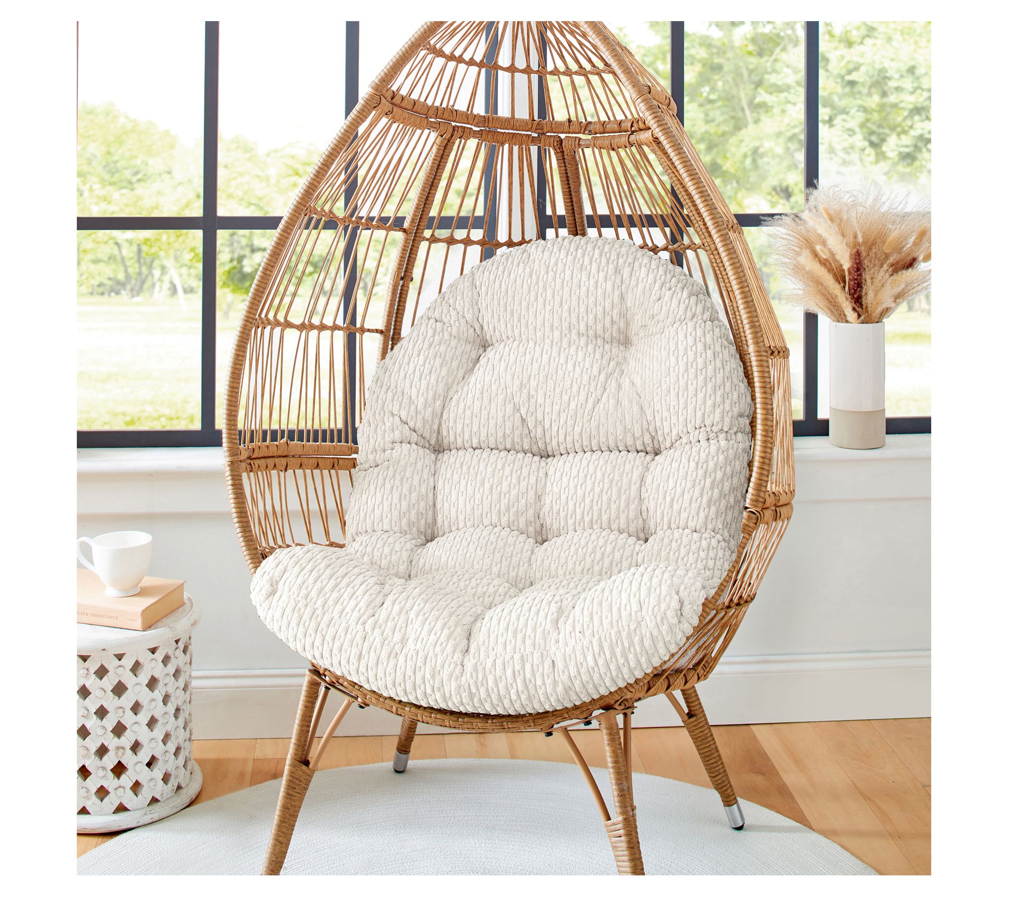 Sorra Home Indoor Corduroy 44" Egg Chair Cushion - QVC.com