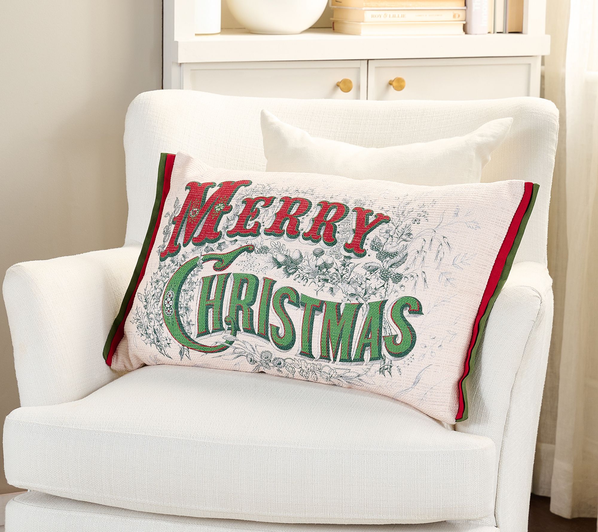 Cozy Cottage by Liz Marie Merry Christmas Printed Pillow