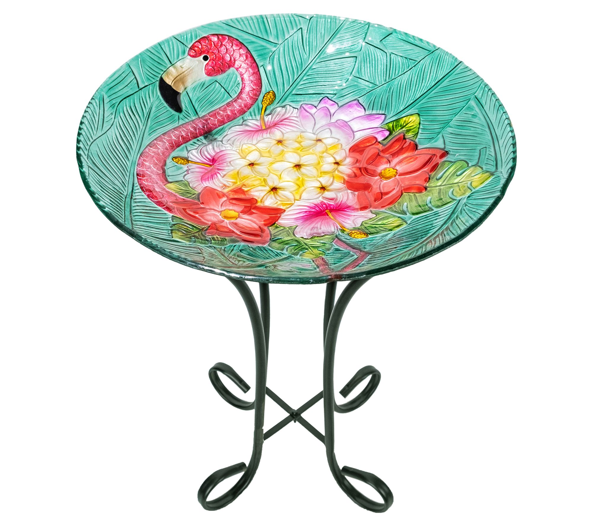 Teamson Home 17.8" Glass Birdbath with Metal Stand