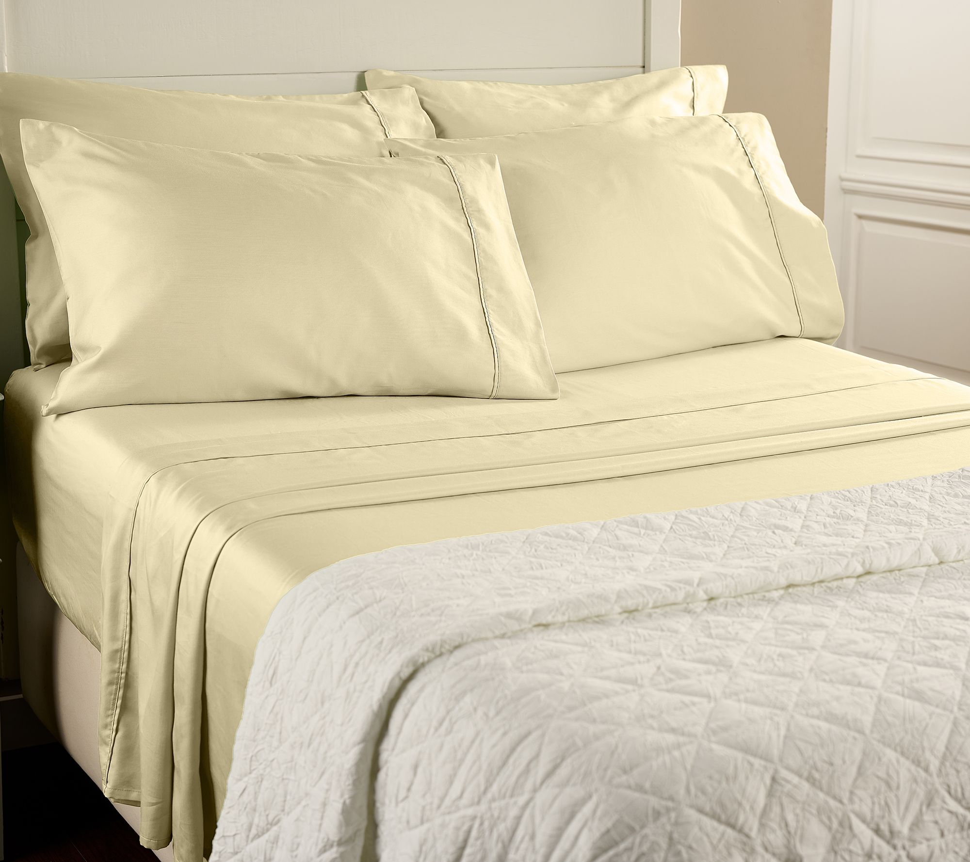 "As Is" Home Reflections 1000TC Cotton Blend Sheet Set w/ Extra Cases