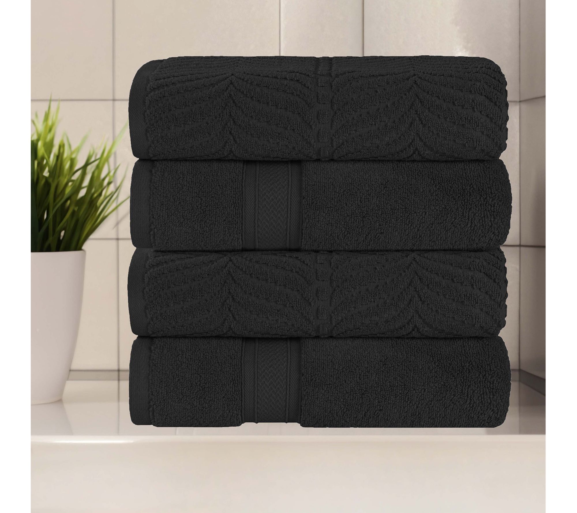 Superior Zero T wist Cotton Sof t Absorbent Bat h Towel Set of