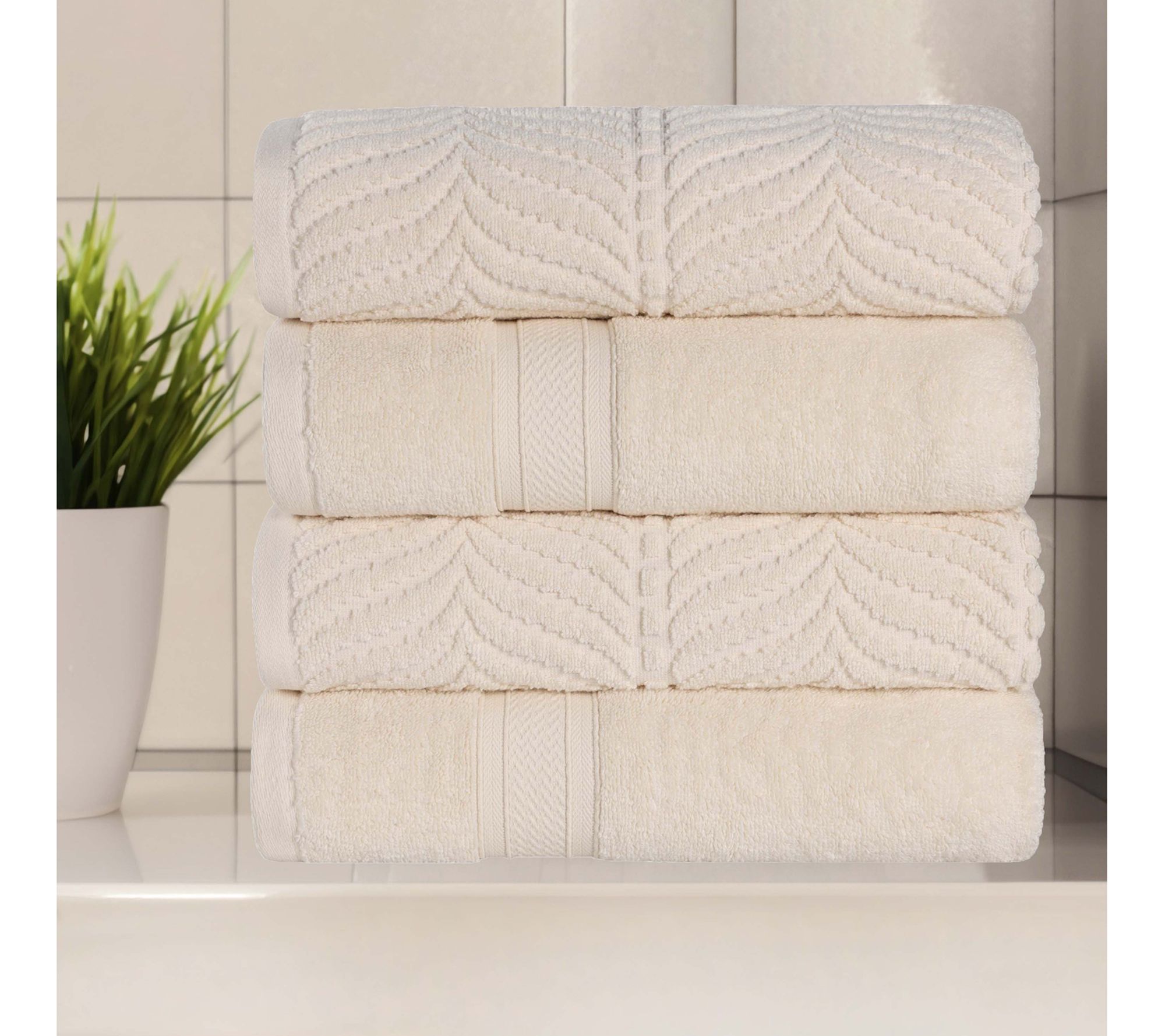 Superior Zero T wist Cotton Sof t Absorbent Bat h Towel Set of