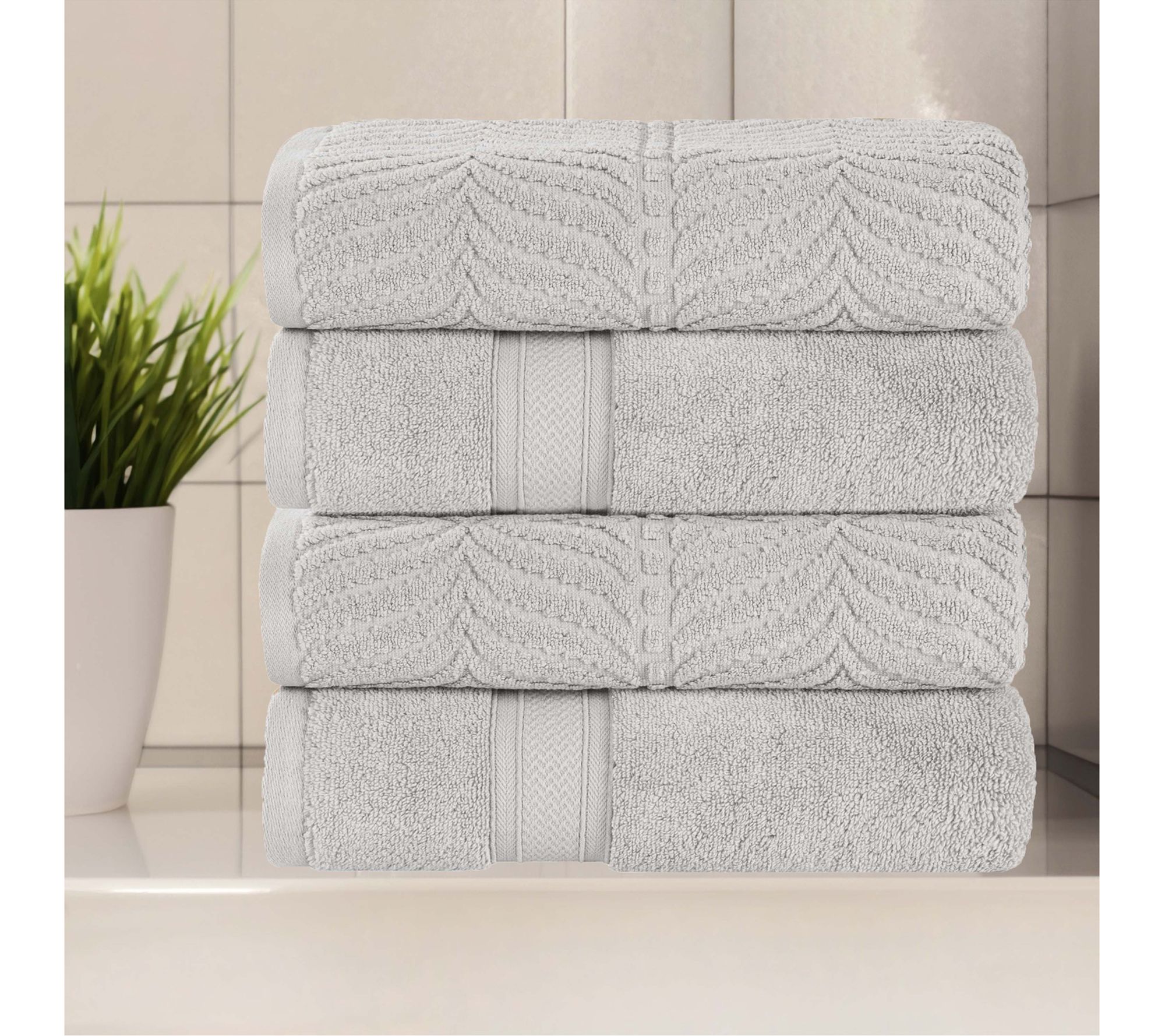 Superior Zero T wist Cotton Sof t Absorbent Bat h Towel Set of