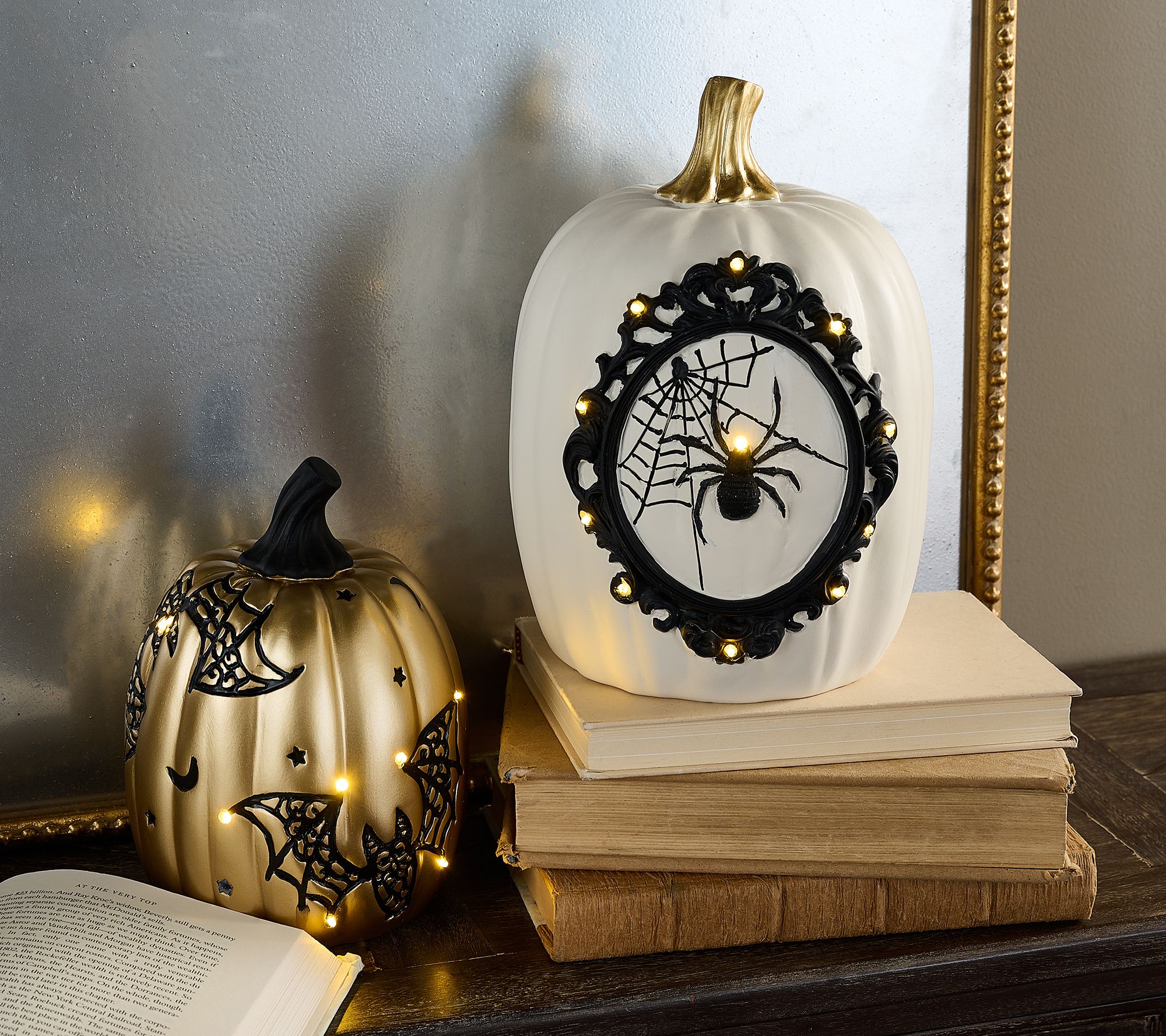Sister Road Set of 2 Decorative Resin Pumpkins