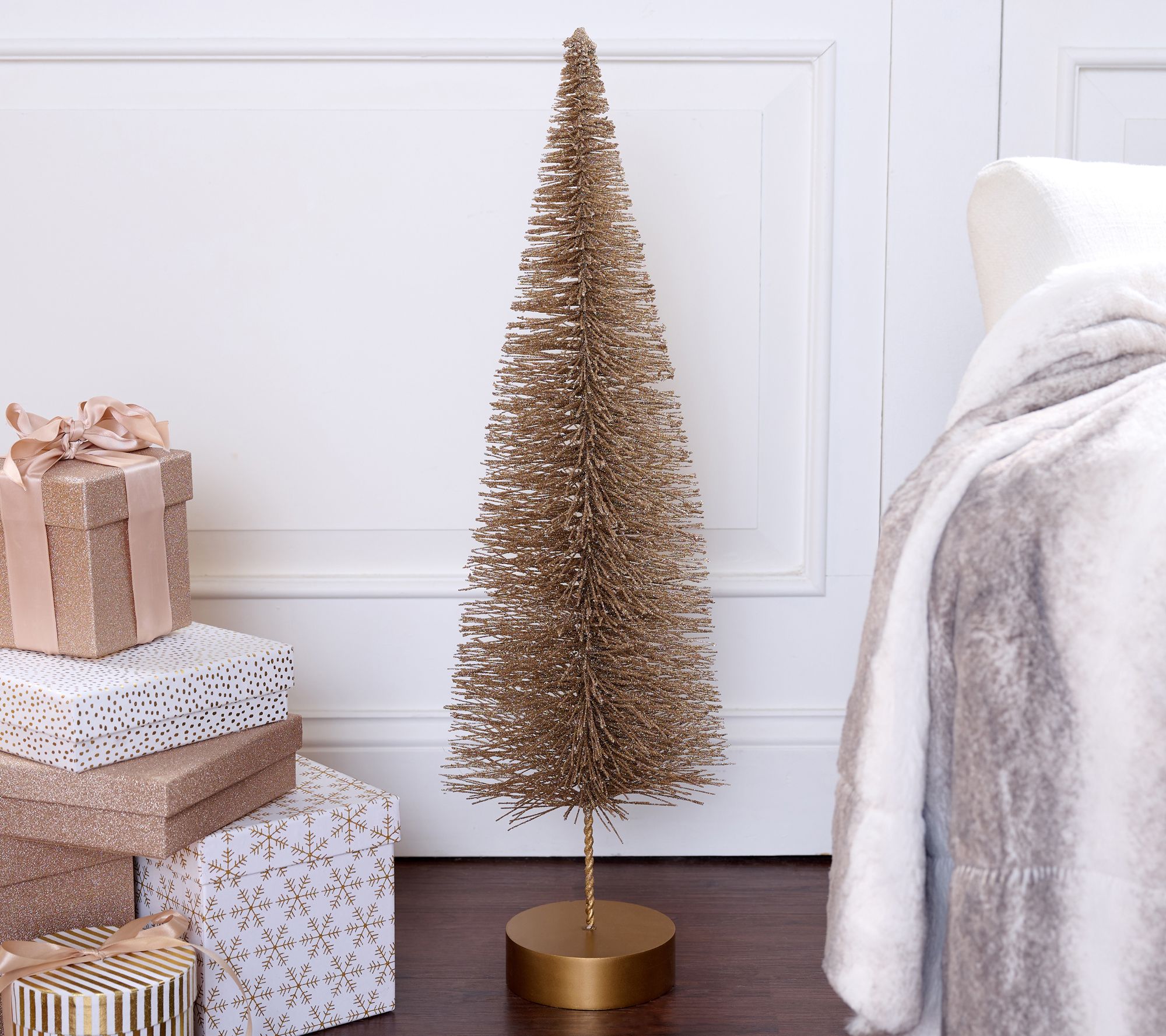 Kringle Express 28" Oversized Champagne Bottlebrush Tree