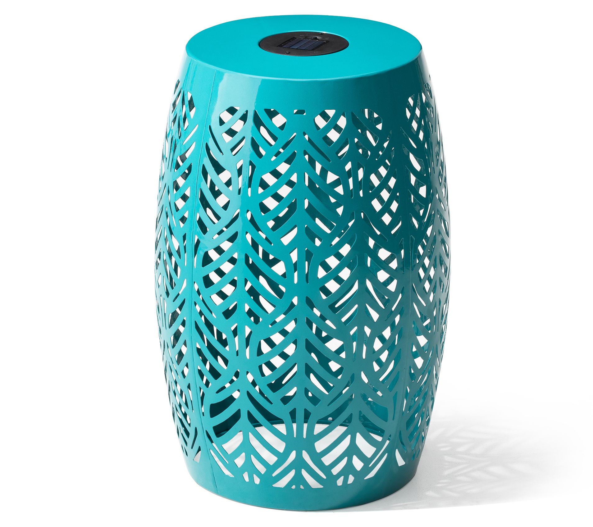 Glitzhome 18" S olar LED Lighte d Cutout Leaf G arden Stools