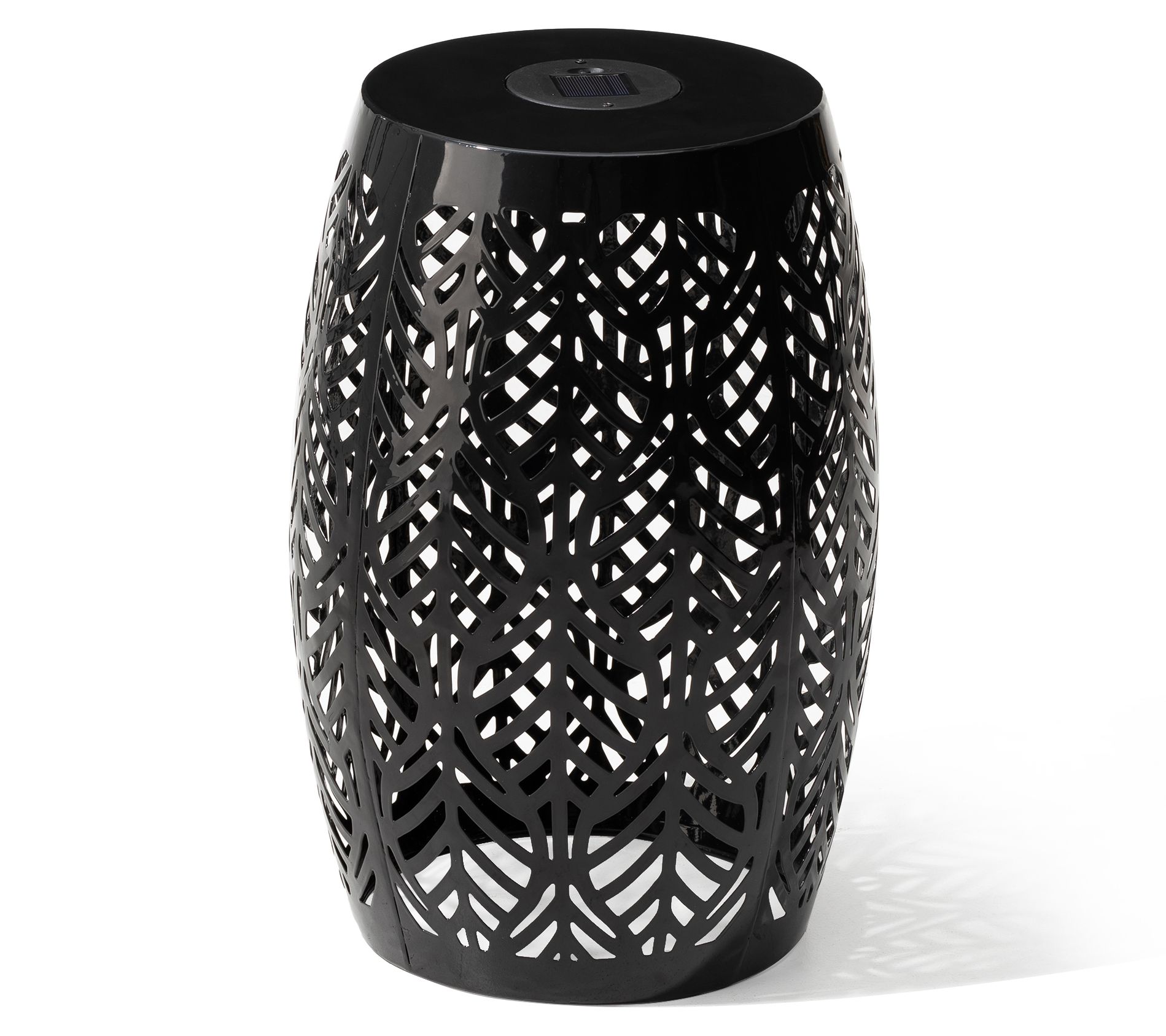 Glitzhome 18" S olar LED Lighte d Cutout Leaf G arden Stools