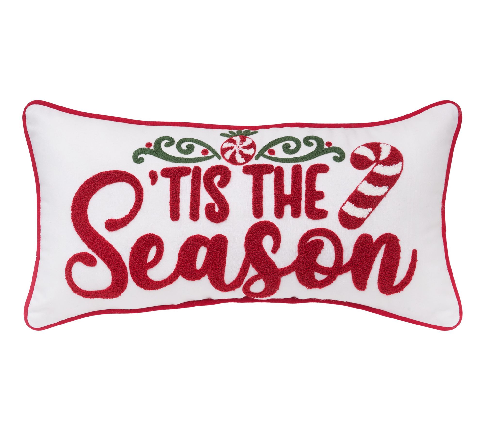 Tis The Season Candy Cane Pillow by Valerie