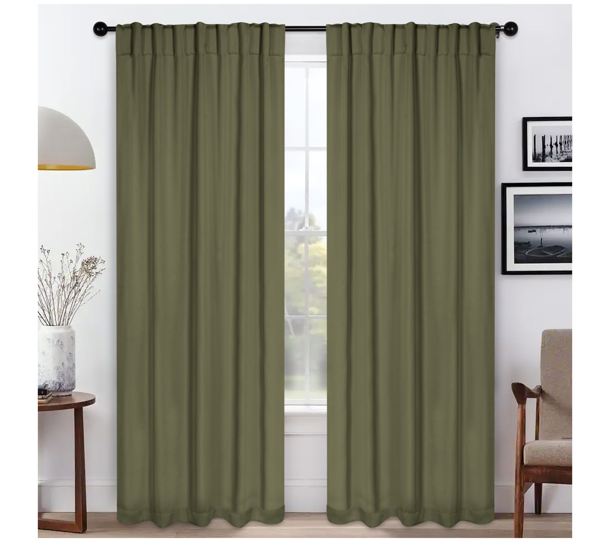 Superior Solid Blackout 2 Piece Back Tab Curtai n Set, 52X84