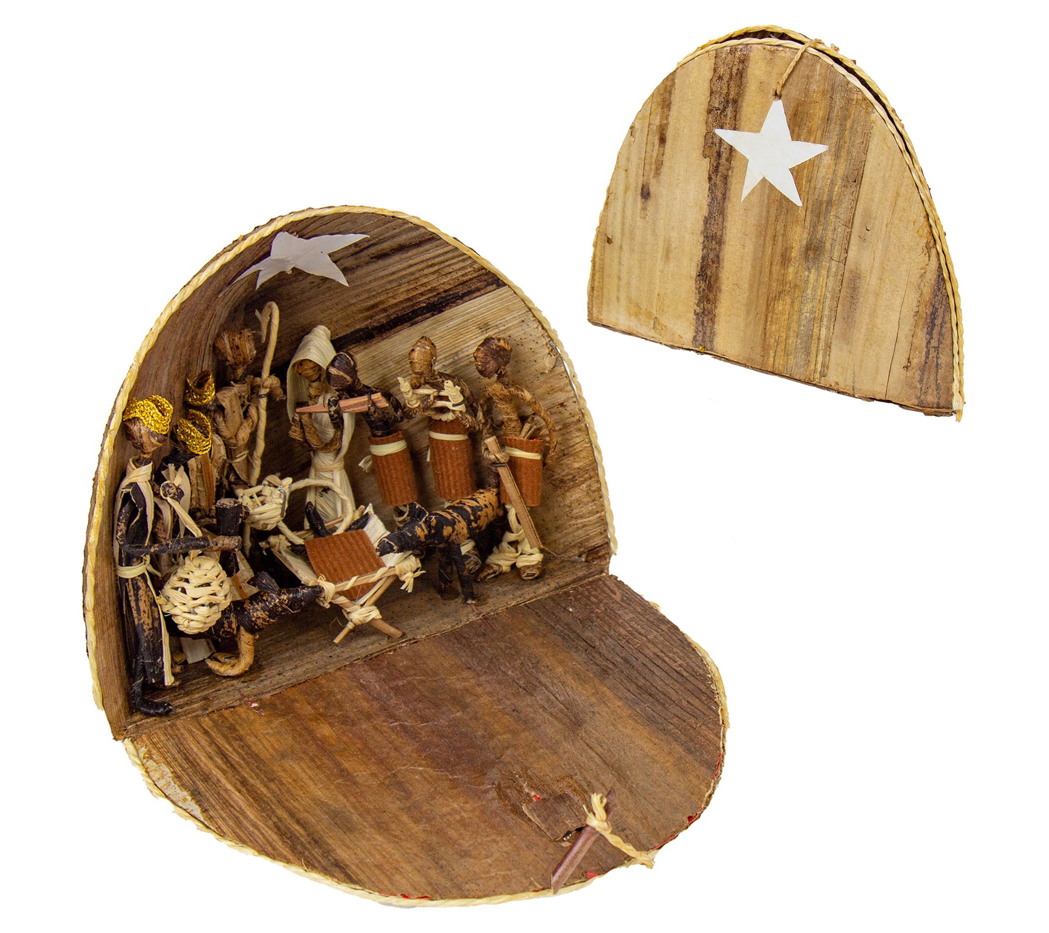 Global Crafts Kenyan Dome Nativity Set From Banana Fiber