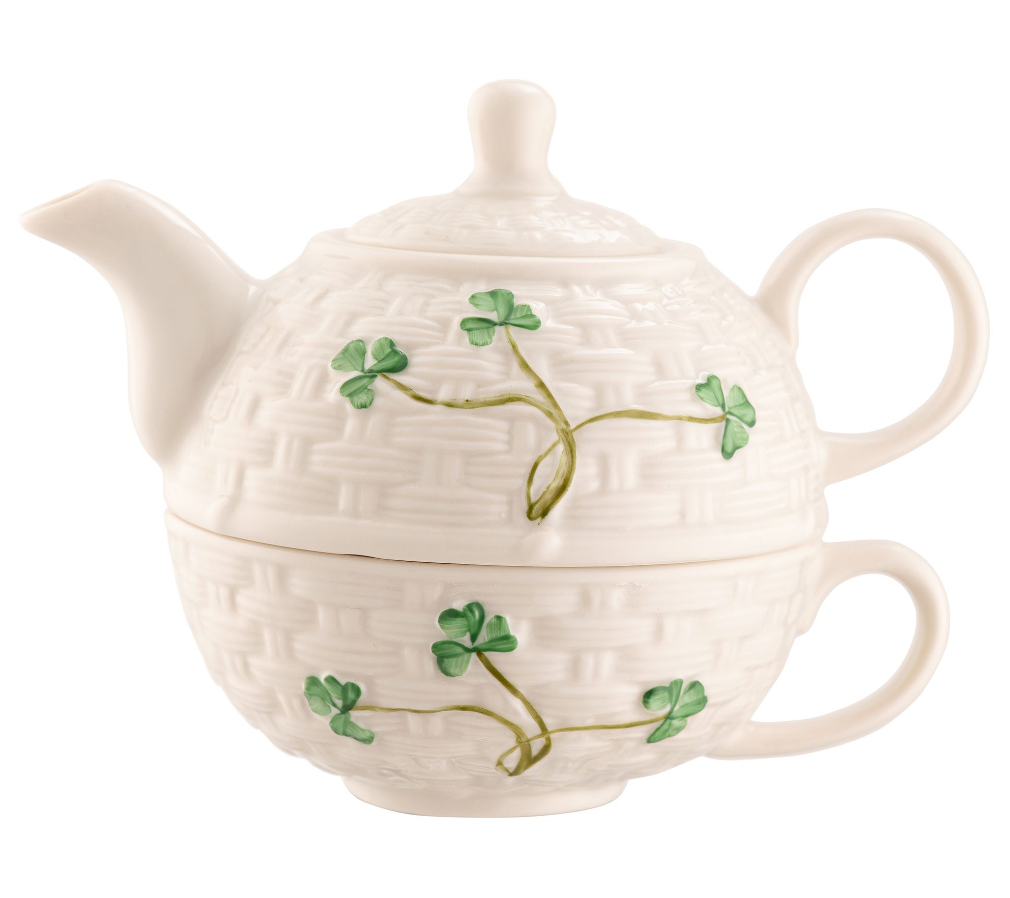 Belleek Pottery Classic Shamrock Tea for One
