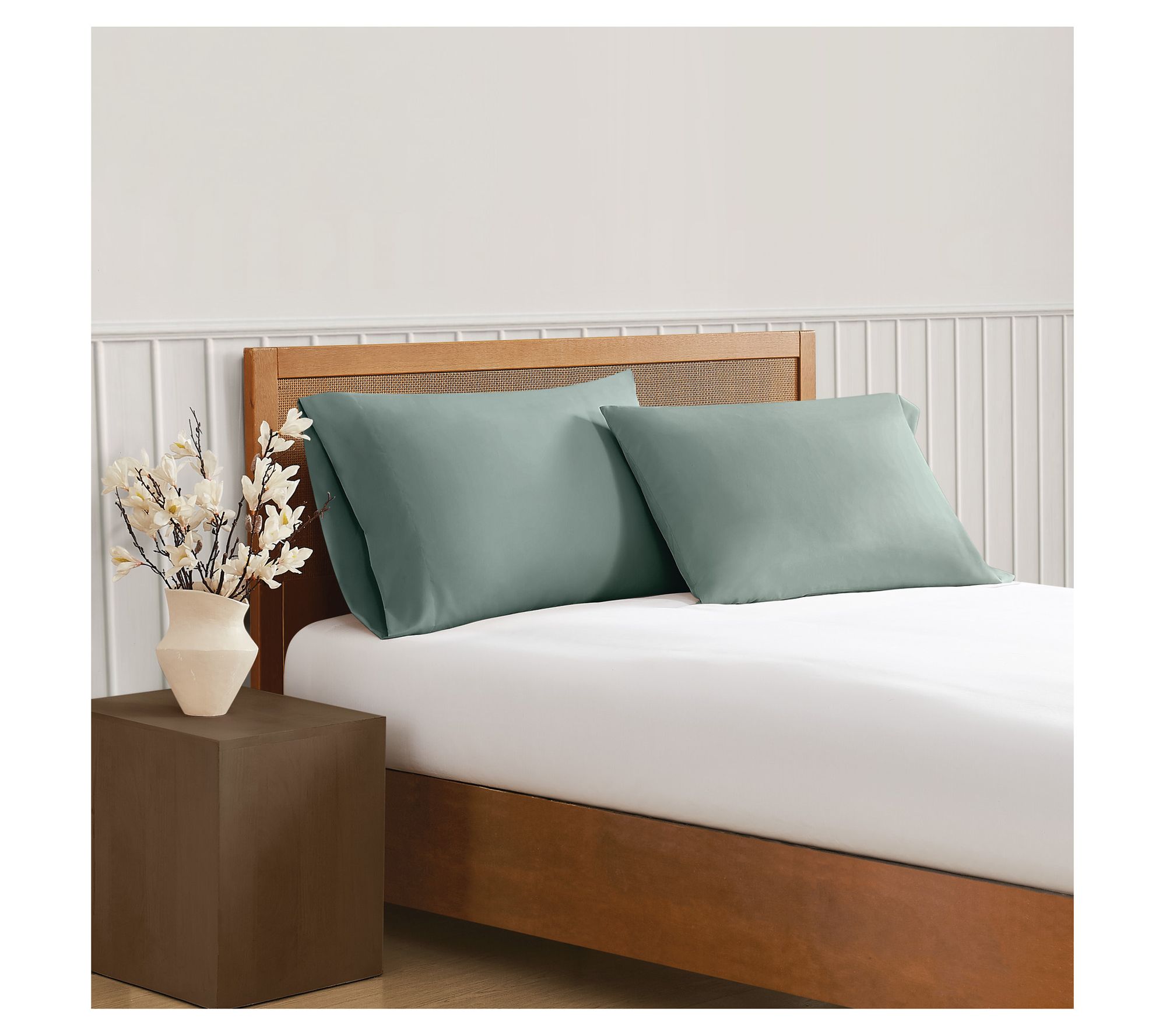 Truly Soft Green Solid King Pillowcase Pair