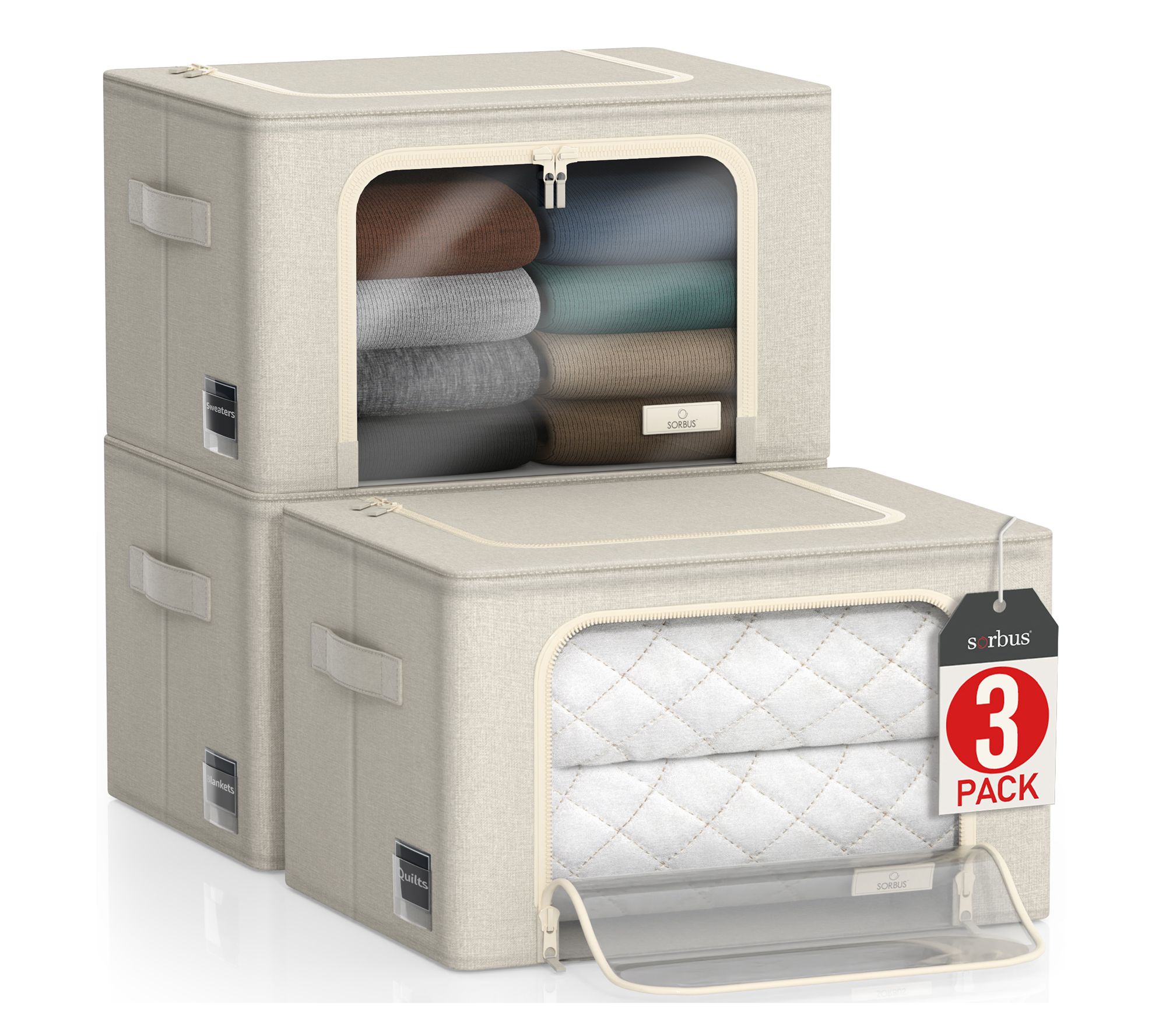 Sorbus Storage Bins - 3 Pack Foldable OrganizerSet