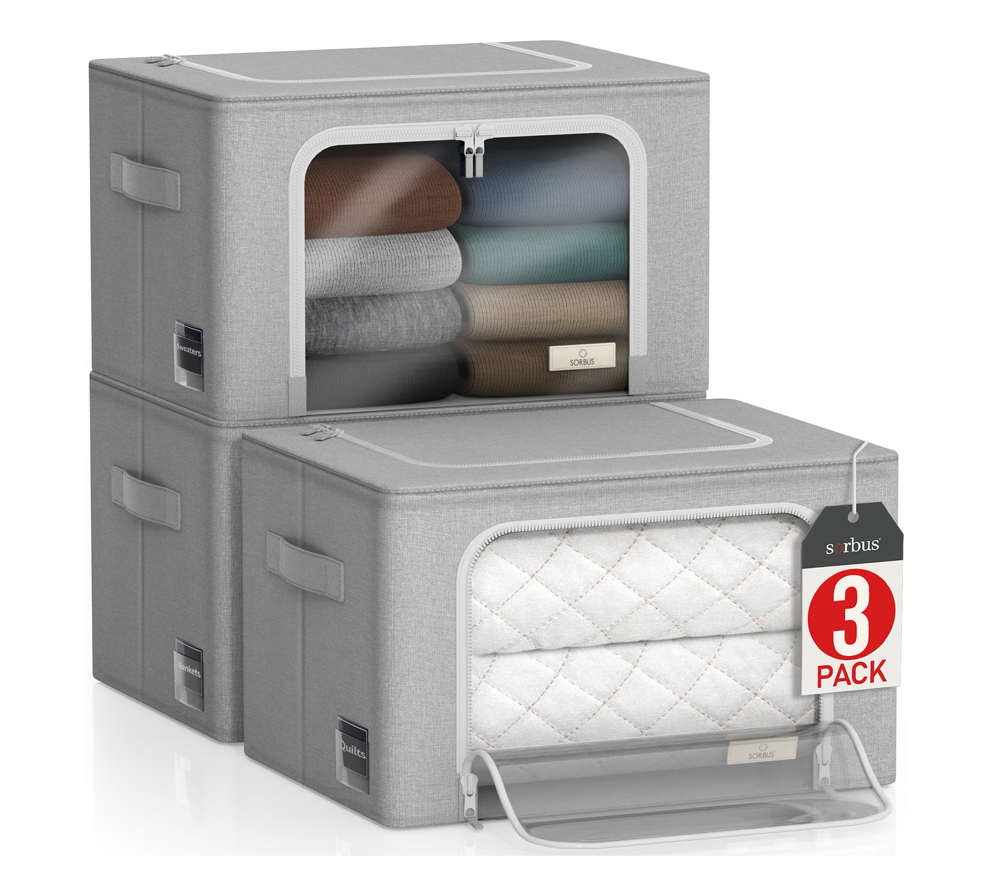 Sorbus Storage Bins - 3 Pack Foldable OrganizerSet