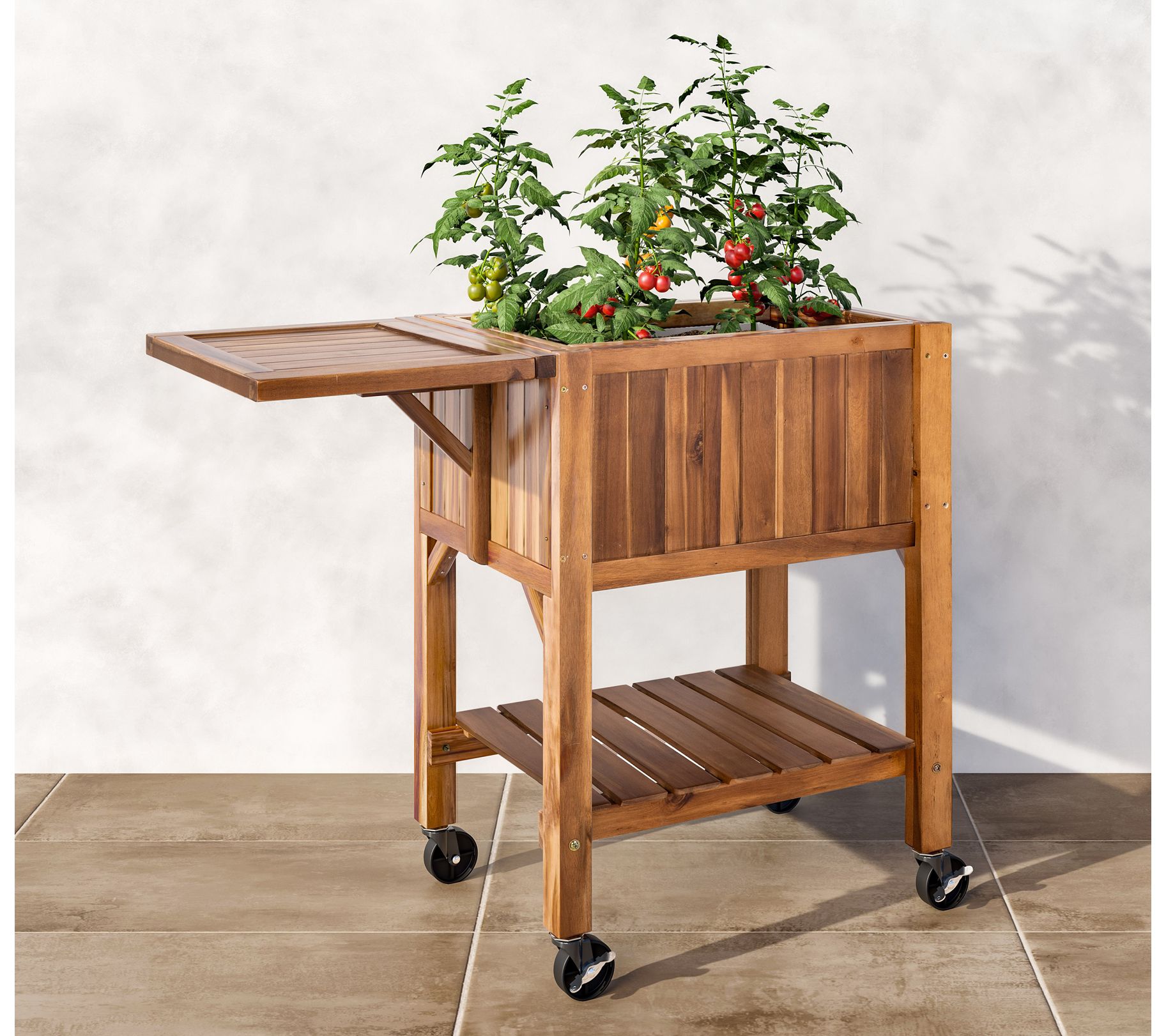 Seville Classics Acacia Wood Raised Garden Bed Planter