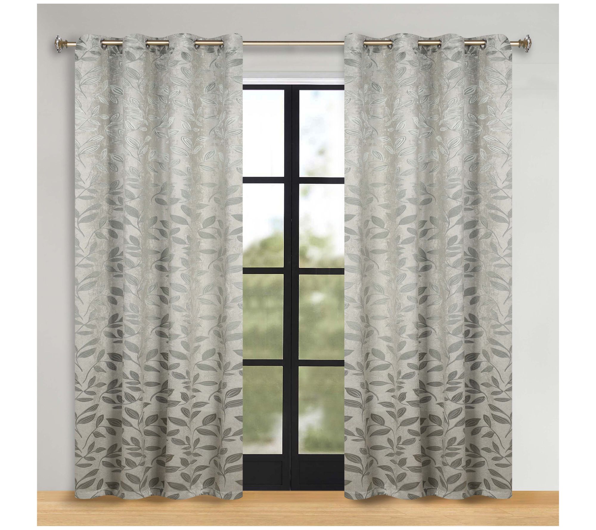 Superior Leaves Room Darkening Blackout Curtains Set, 70x96
