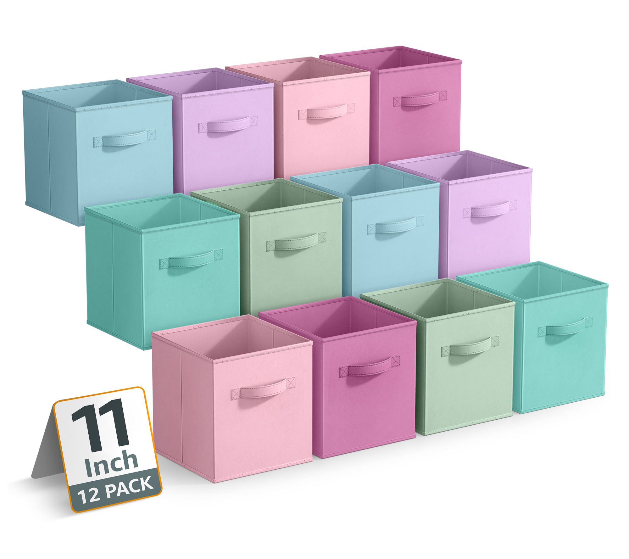 Sorbus 11" Storage Bins with Handles, 12 Pack Pastel Set 2