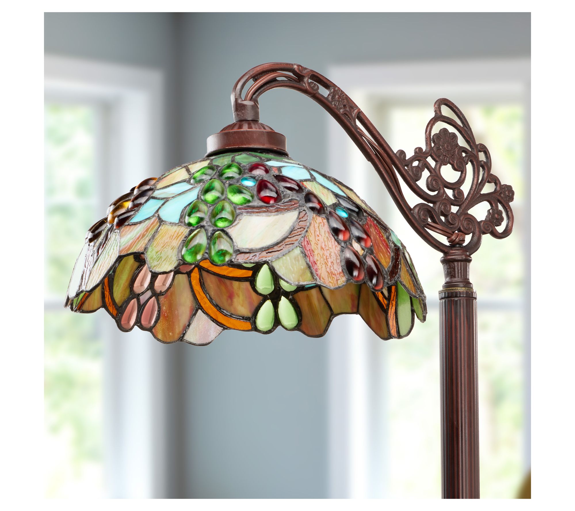 River of Goods 60"H Candlestick Floor Lamp Stained Glass