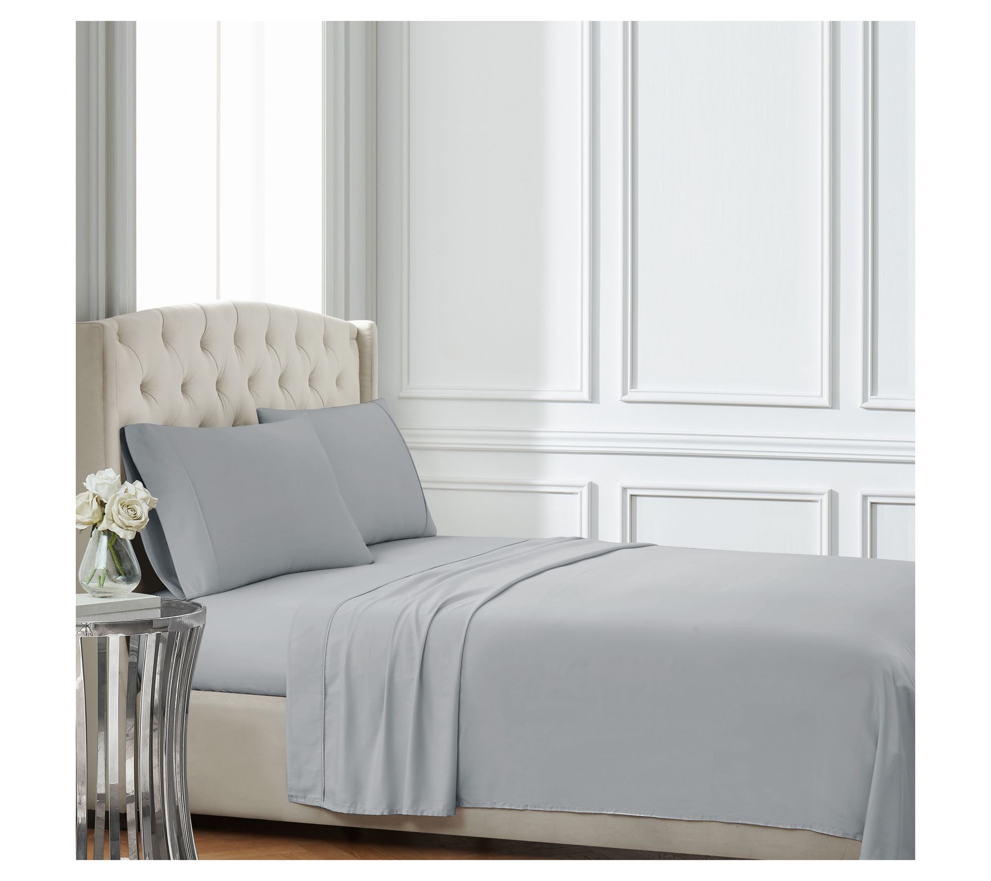 Badgley Mischka Cotton Sateen King 4-Piece Sheet Set