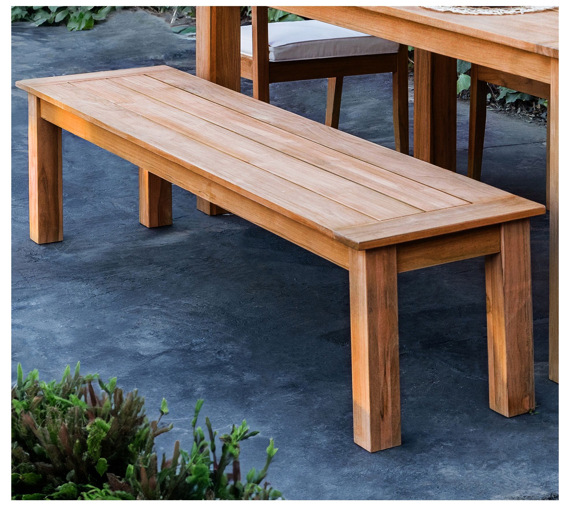 Linon Home Teak Cannon Dining Bench 80" Long