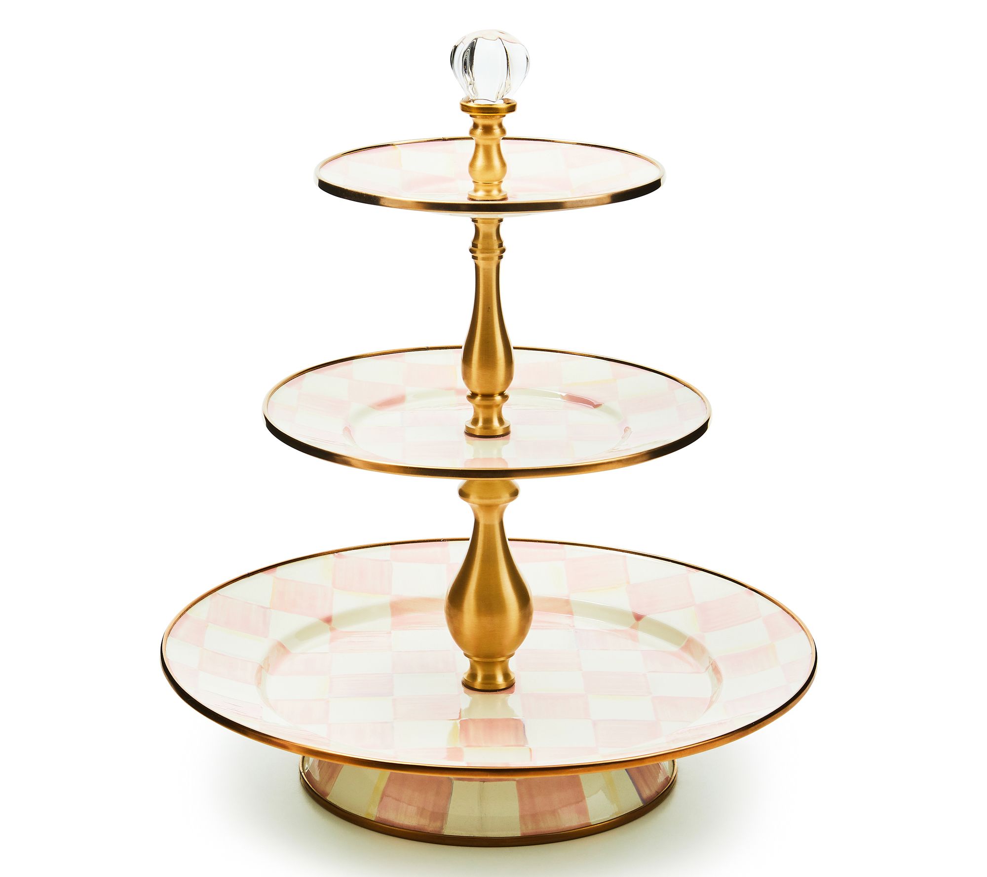 MacKenzie-Childs Rosy Check Three Tier Sweet Stand