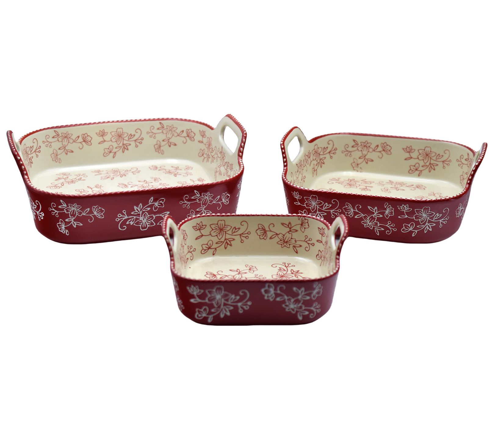 "As Is" Temp-tations Floral Lace 3-Piece Serving Set